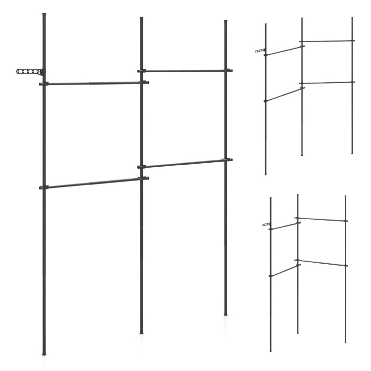 Hivvago Adjustable Floor to Ceiling Clothes Rack with 4 Hanging Rods