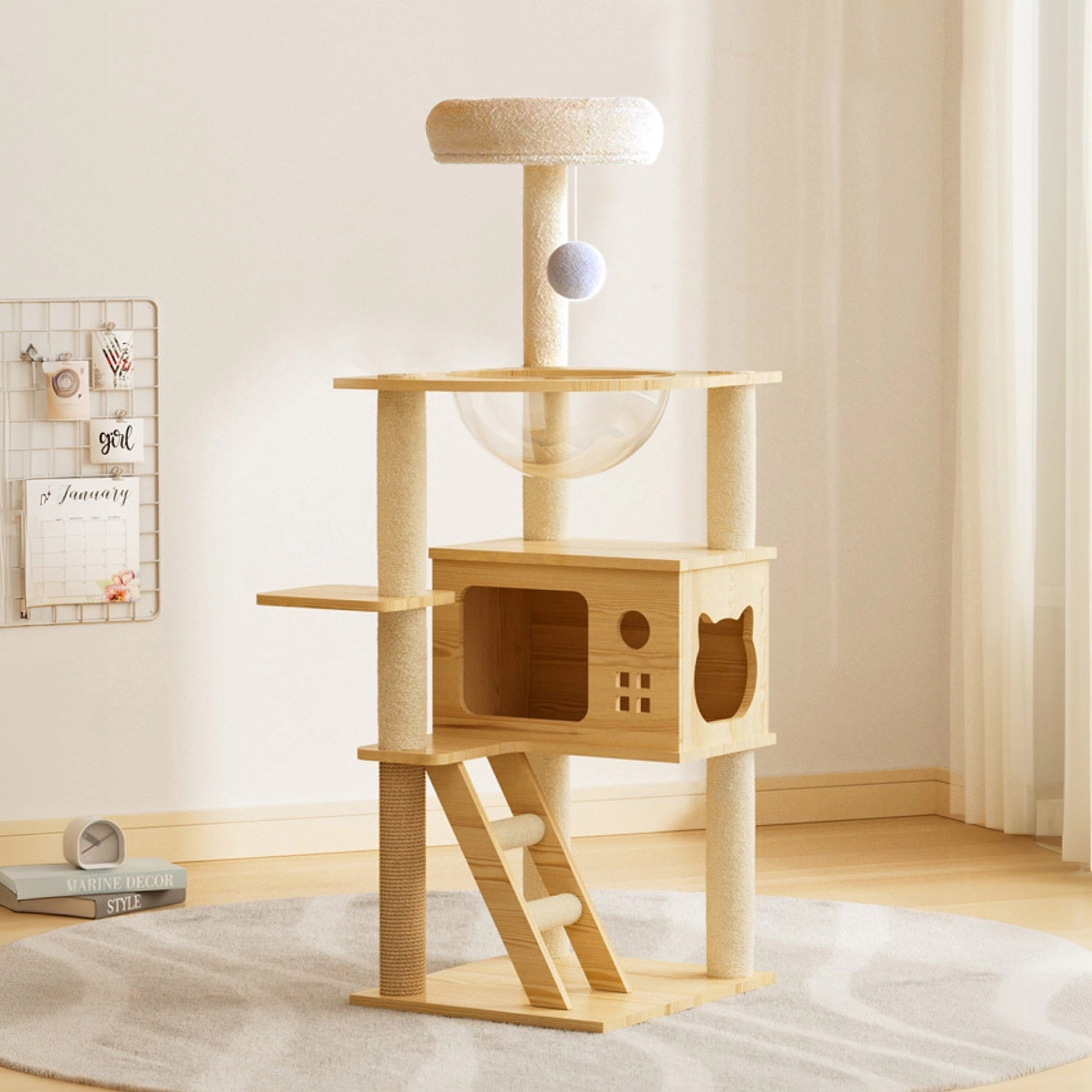 GBruno Modern Wood Multi-Level Cat Tree Tower