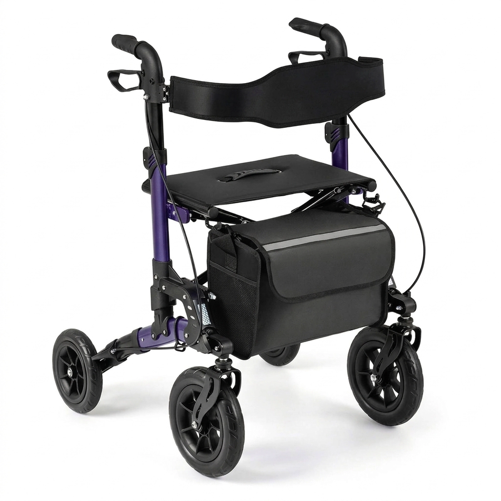 SUGIFT 300-lb Capacity Folding Rollator Walker with Seat Mesh Back 2 Braking Modes and TPR Handles
