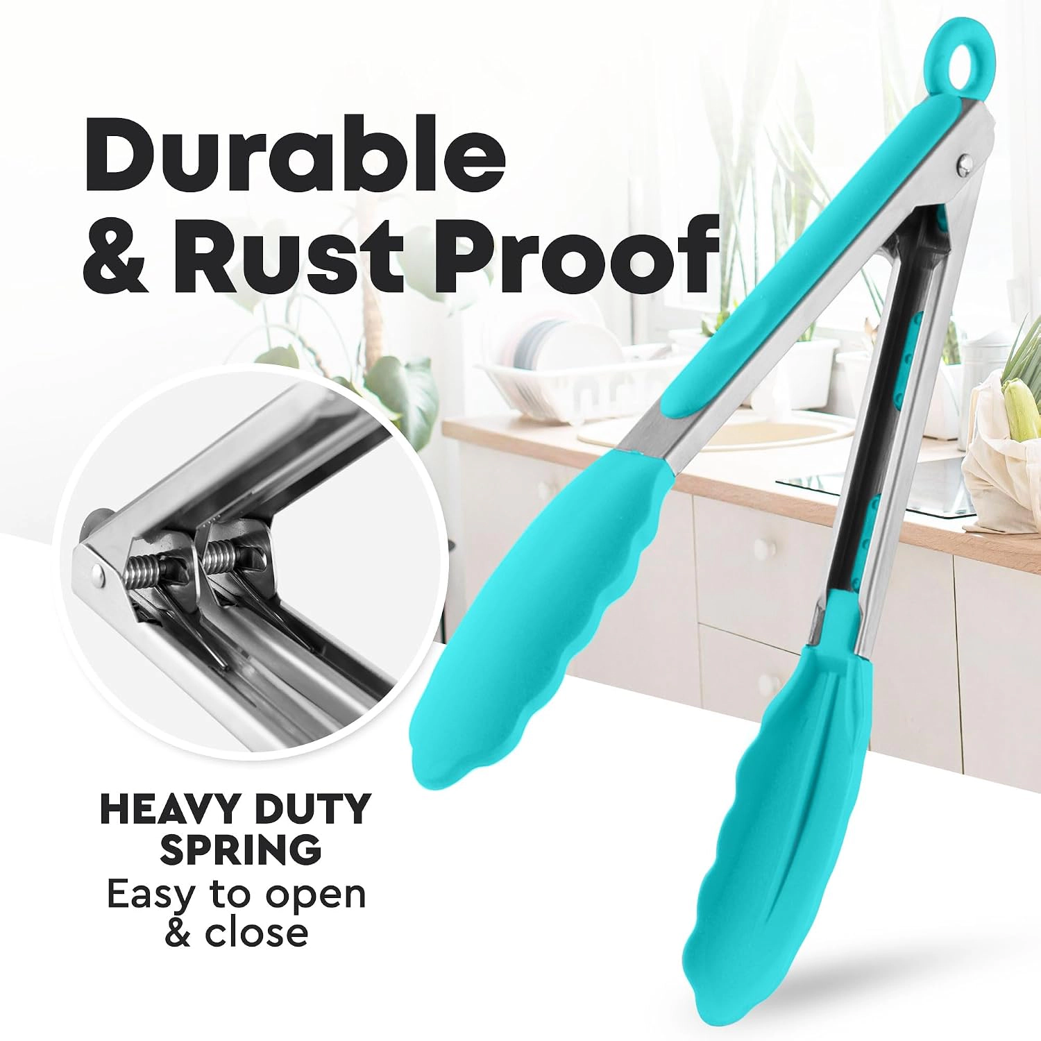 Zulay Kitchen Stainless Steel Locking Cooking Tongs with Silicone Tips - Set of 2 (9” & 12”)