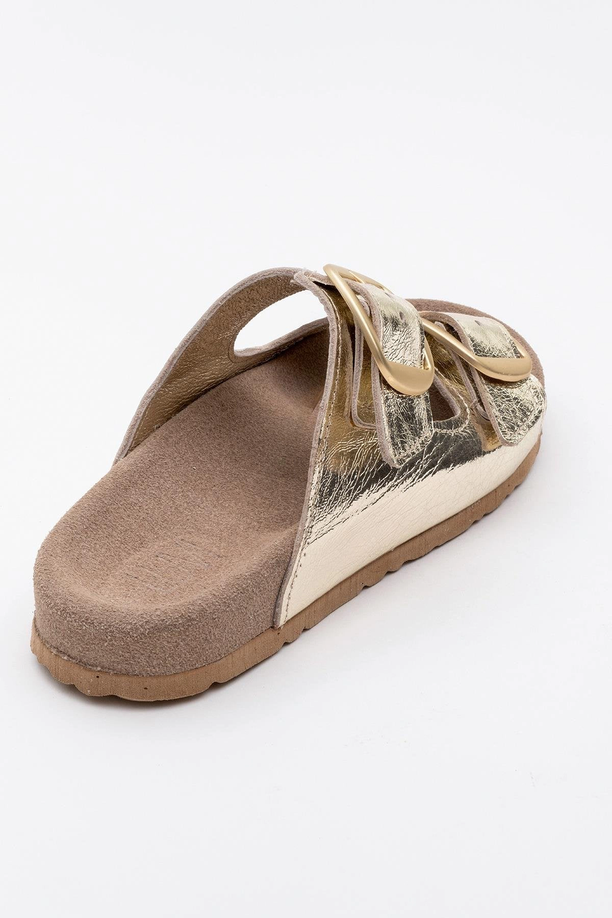 Forever & Always Womens Ovesta Soft Footbed Leather Slide Sandal