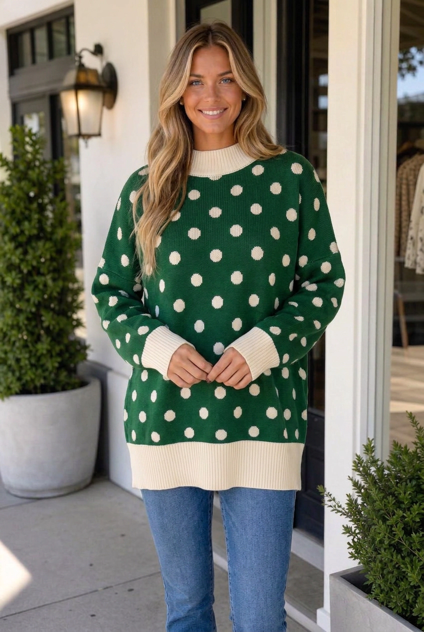 Threaded Pear Women's Briellia Colorblock Trim Tunic Sweater
