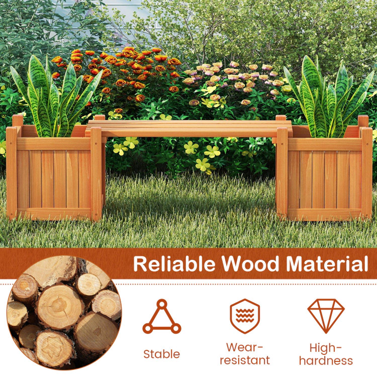 Hivvago 3-in-1 Outdoor Planter Box with Bench 2-Person Outdoor Bench with 2 Side Garden Beds