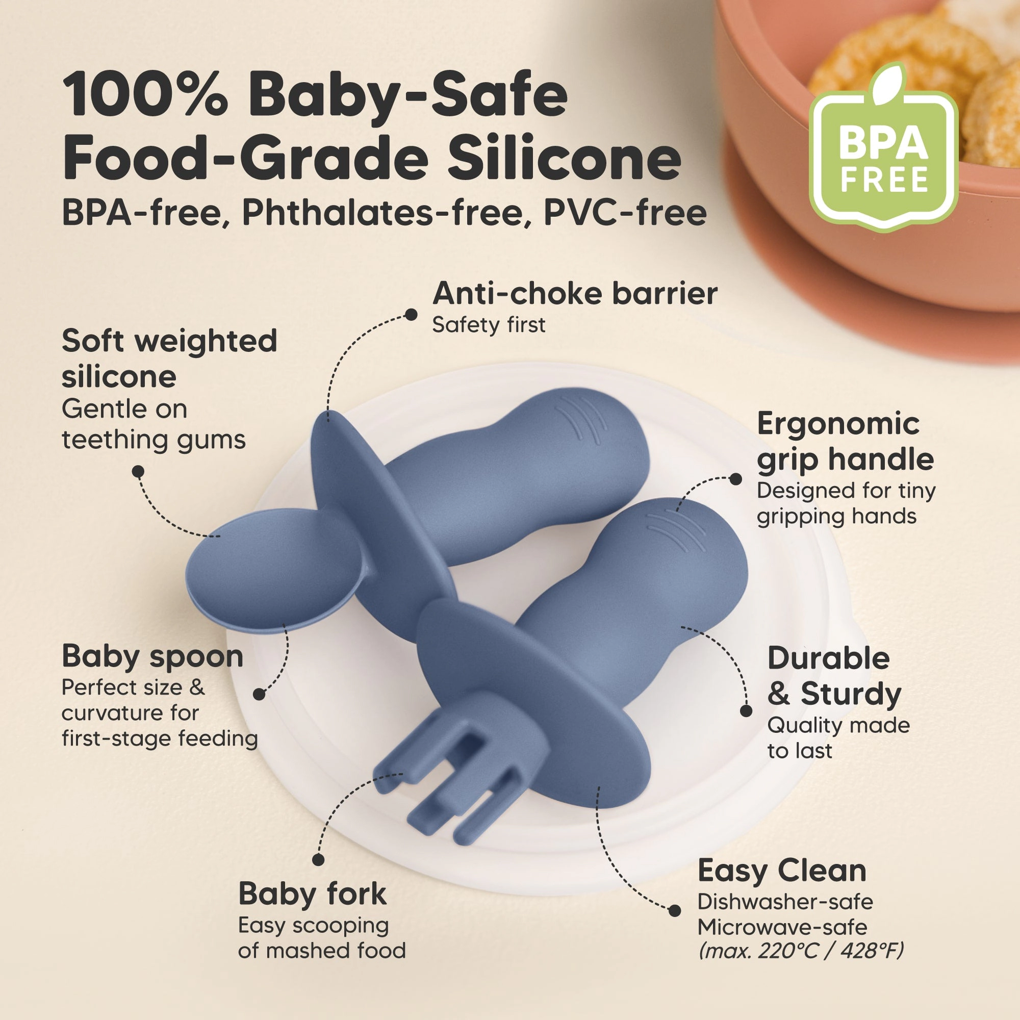 KeaBabies 2-Sets Lil’ Prep Baby Fork & Spoon