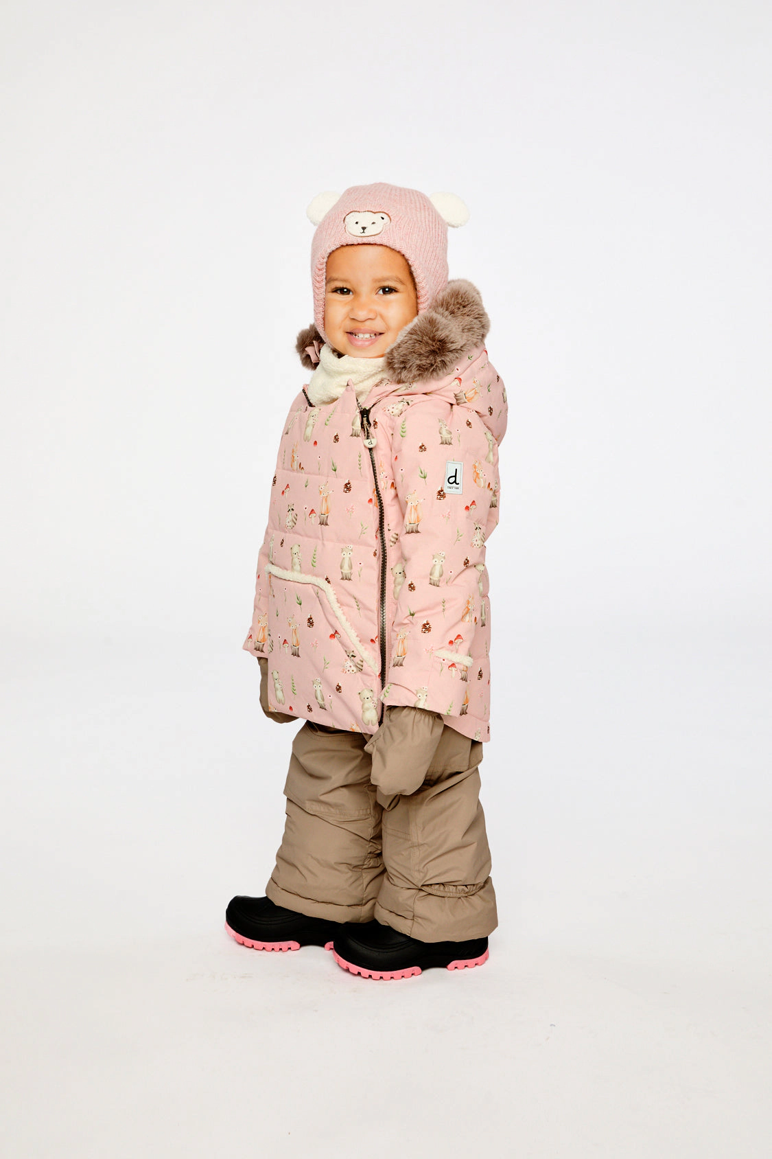 Deux par Girls Animal Print Two Piece Snowsuit with Hooded Coat and Snow Pants