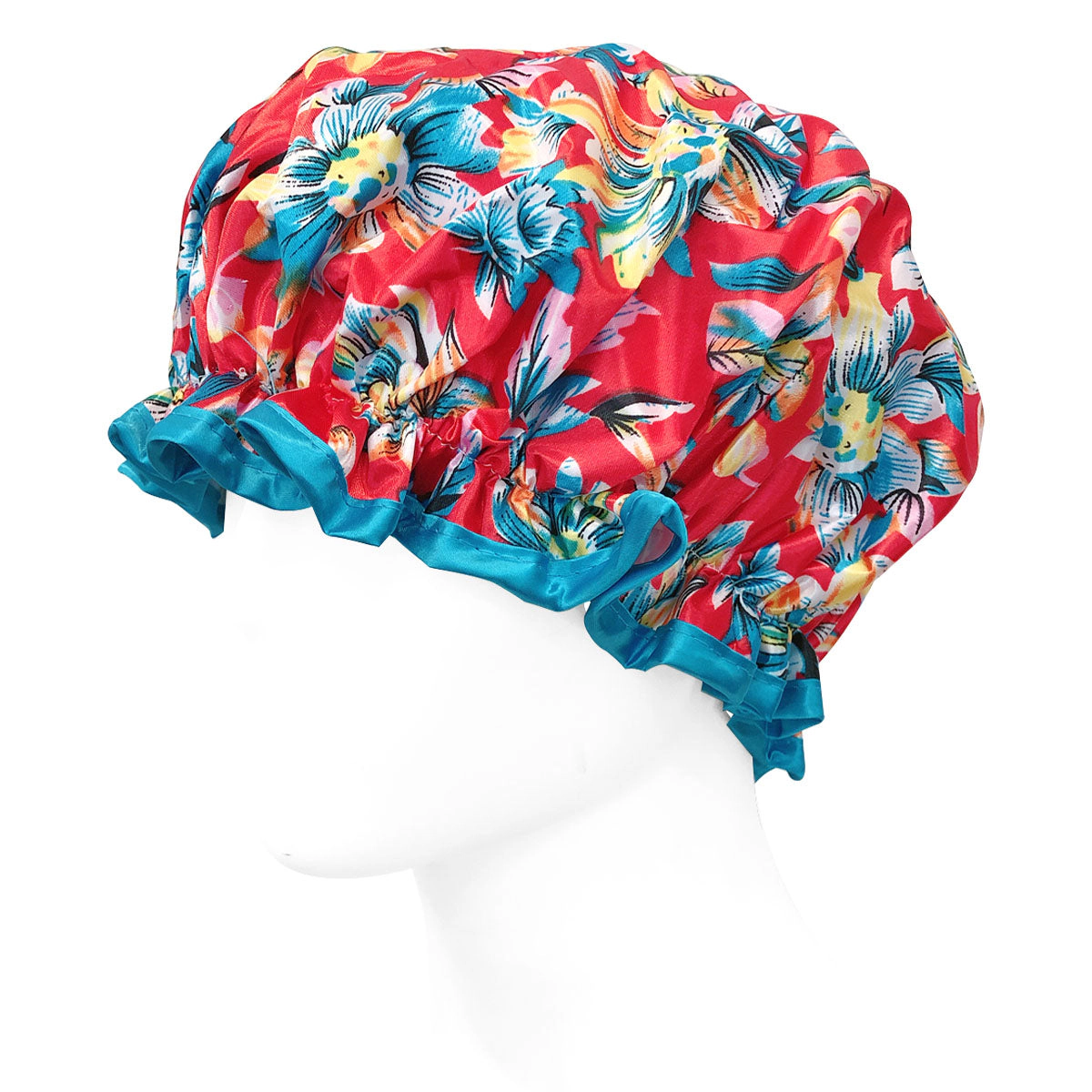 Wrapables Women's Stylish Double Layer Waterproof Shower Caps (Set of 4), Retro Floral