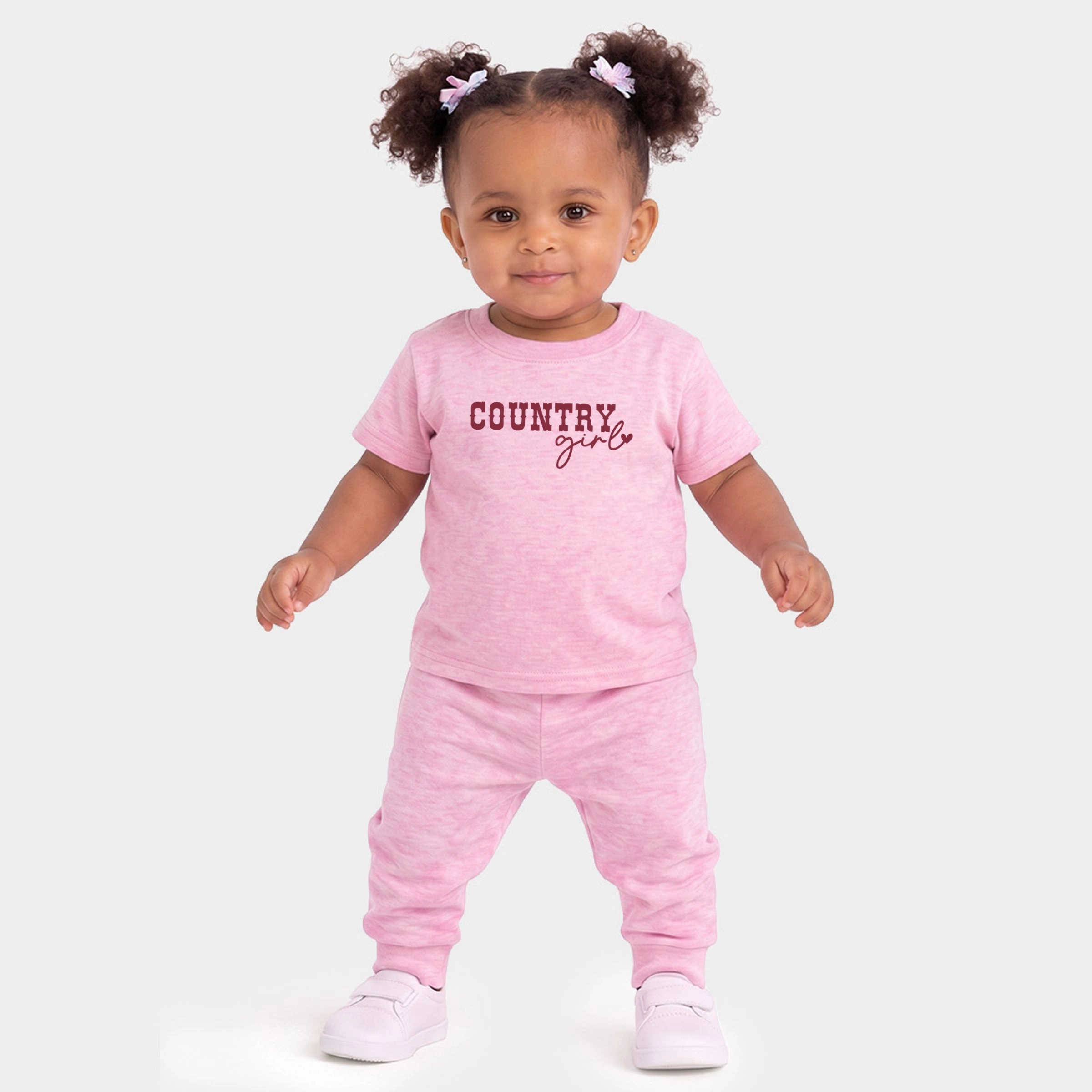The Juniper Shop - Infant Jogger Pant Crew Set Country Girl Heart