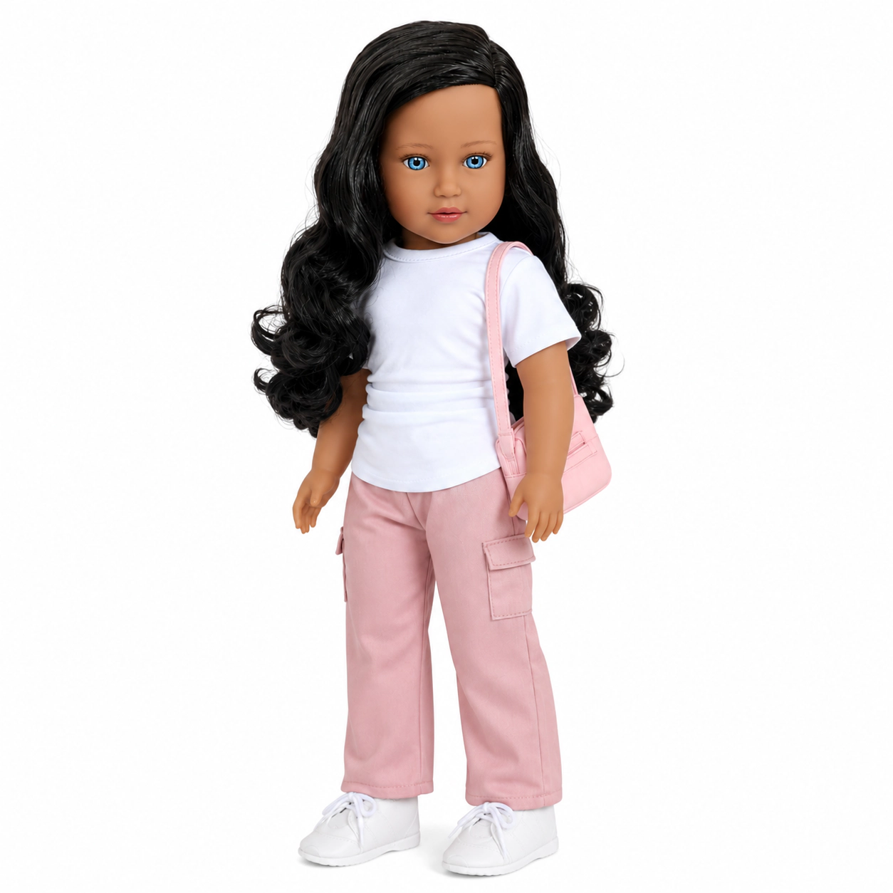 Kennedy and Friends Amira - 18-Inch Biracial Doll with Blue Eyes and Long Wavy Black Hair
