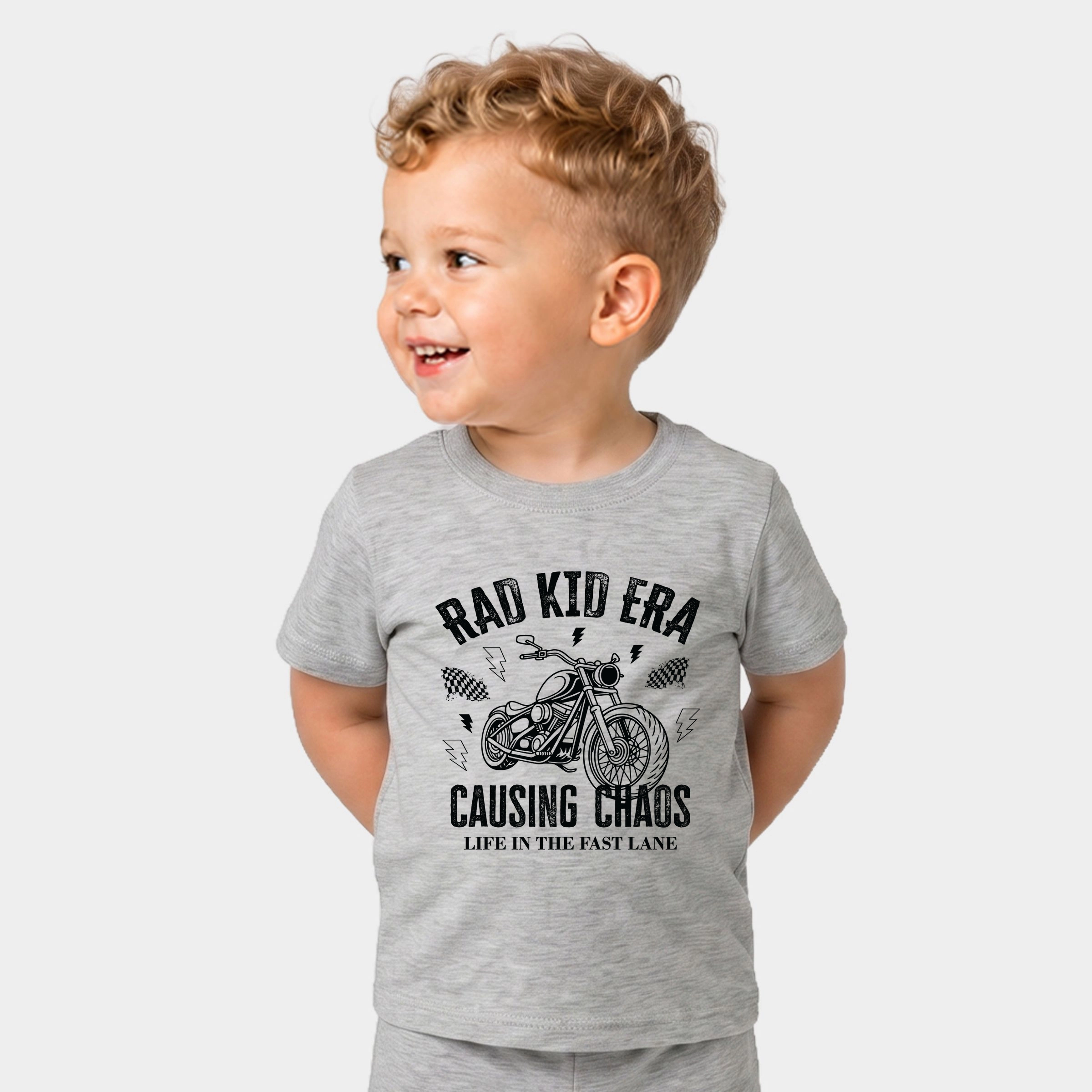The Juniper Shop - Toddler Crew Shorts Set Rad Kid Era Causing Chaos