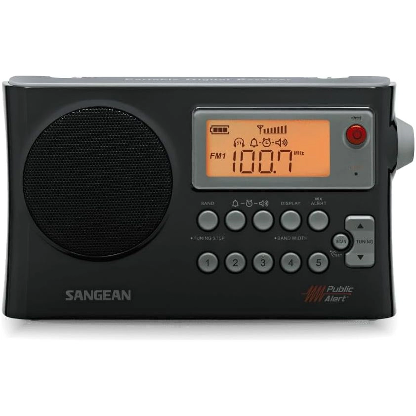 SANGEAN PR-D4W Portable AM/FM Radio with NOAA Weather Alert - Digital Tuning, LCD Backlight, 25 Presets
