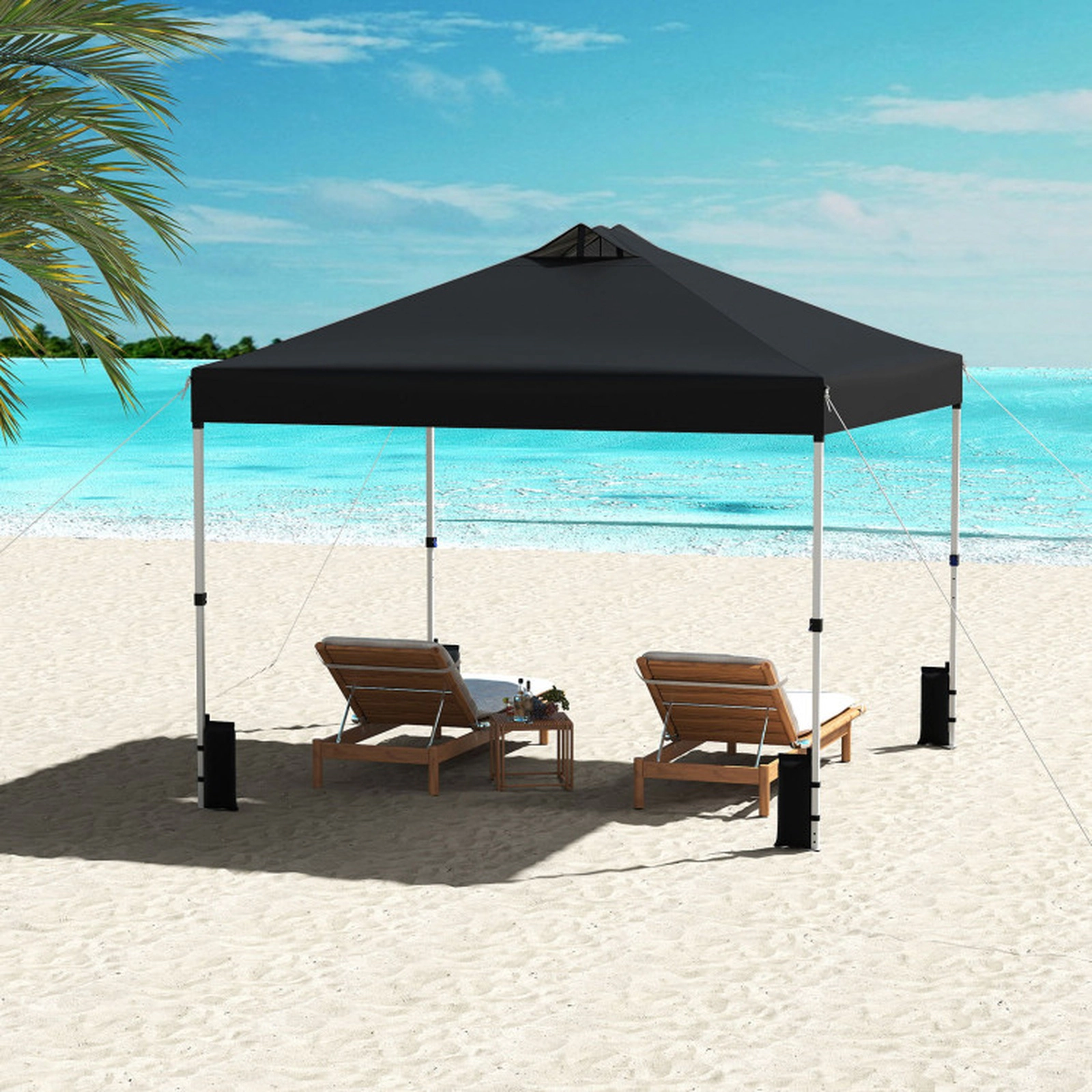 SUGIFT Black Commercial Pop Up Canopy Tent with Vented Top and 8 Ground Stakes 10-ft W 10-ft D 8.5-ft H