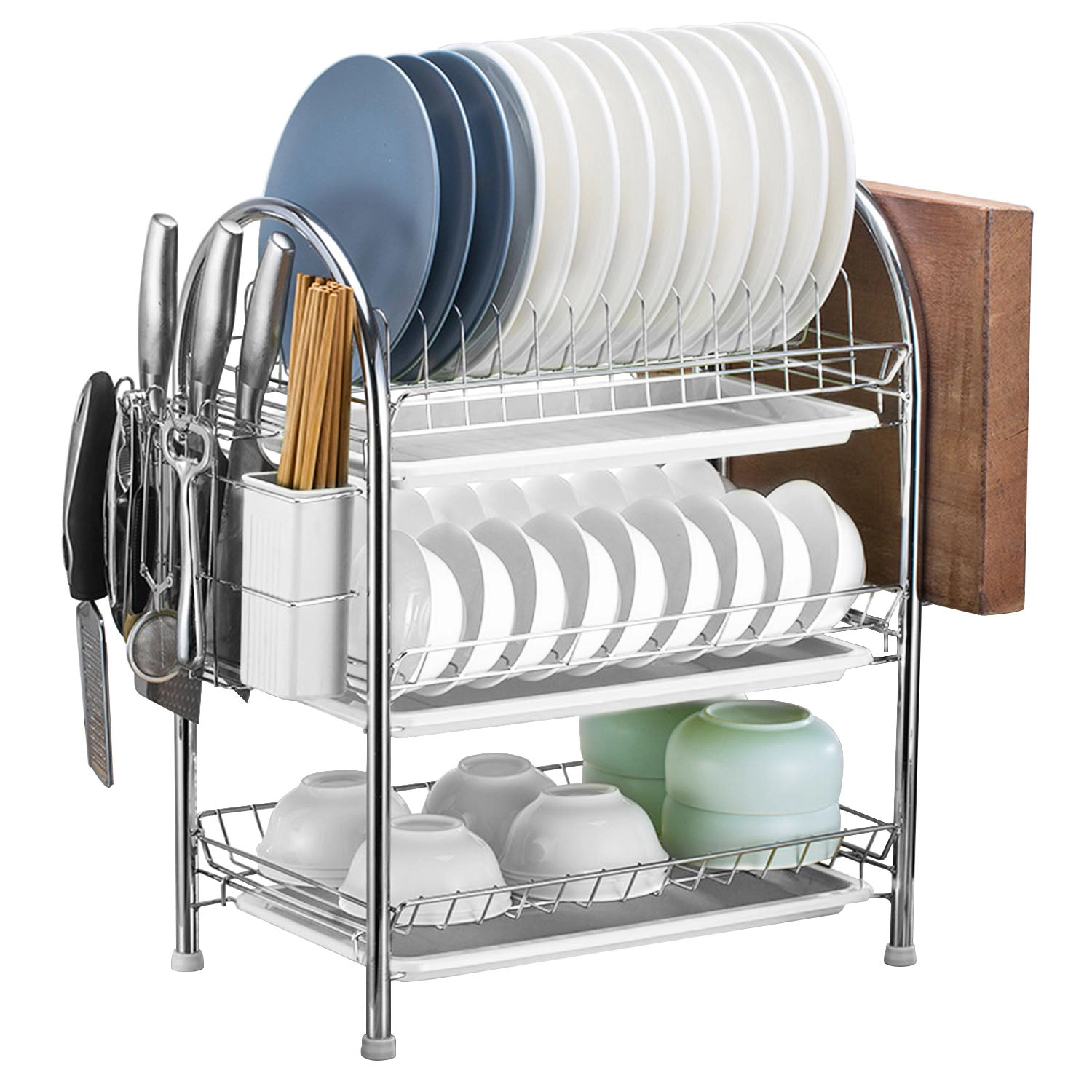GBruno 3-Tier Dish Drying Rack With Drain Trays