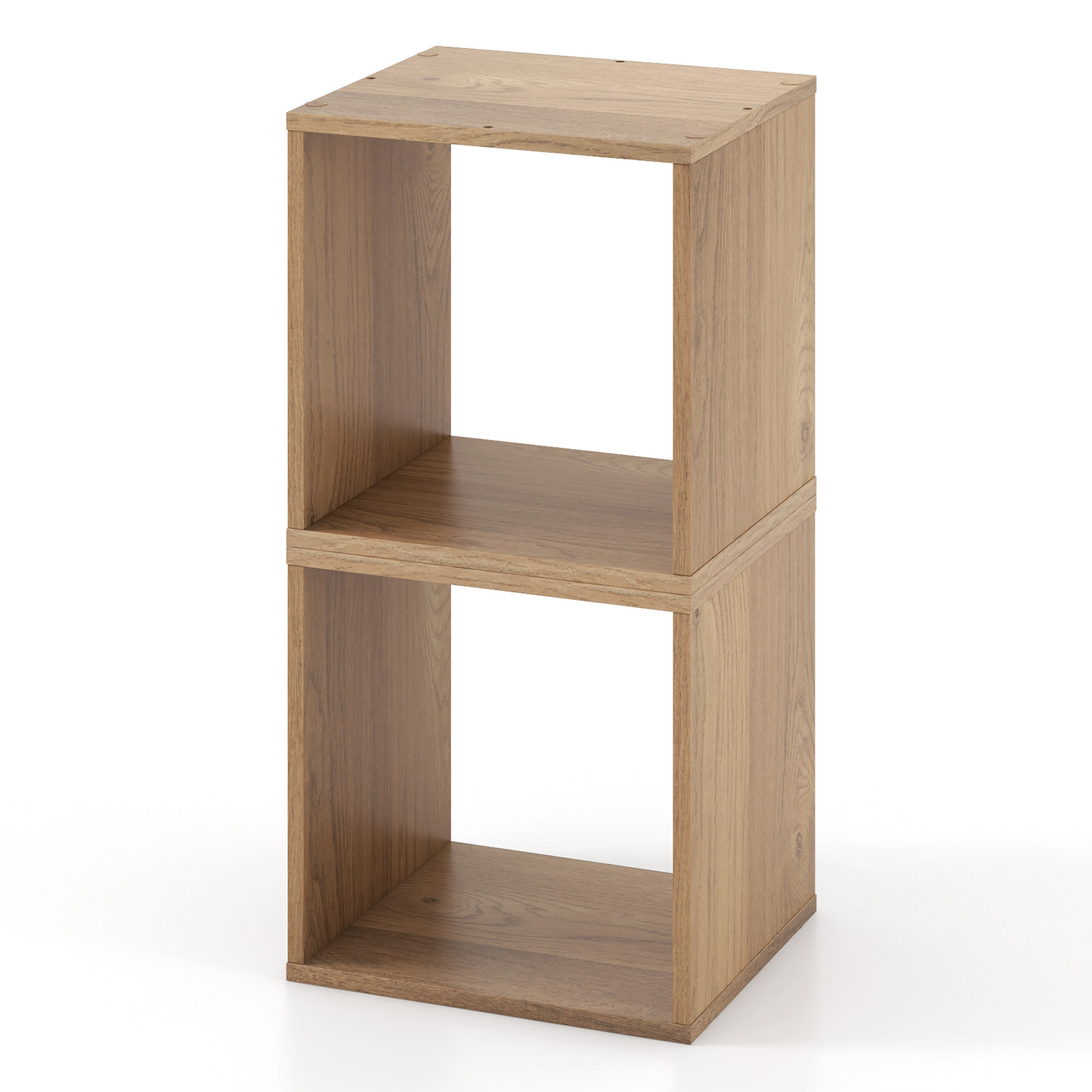 SUGIFT 2-Cube 66-lb Capacity 15-in Stackable Vinyl Record Storage Bookshelf with Wooden Dowels