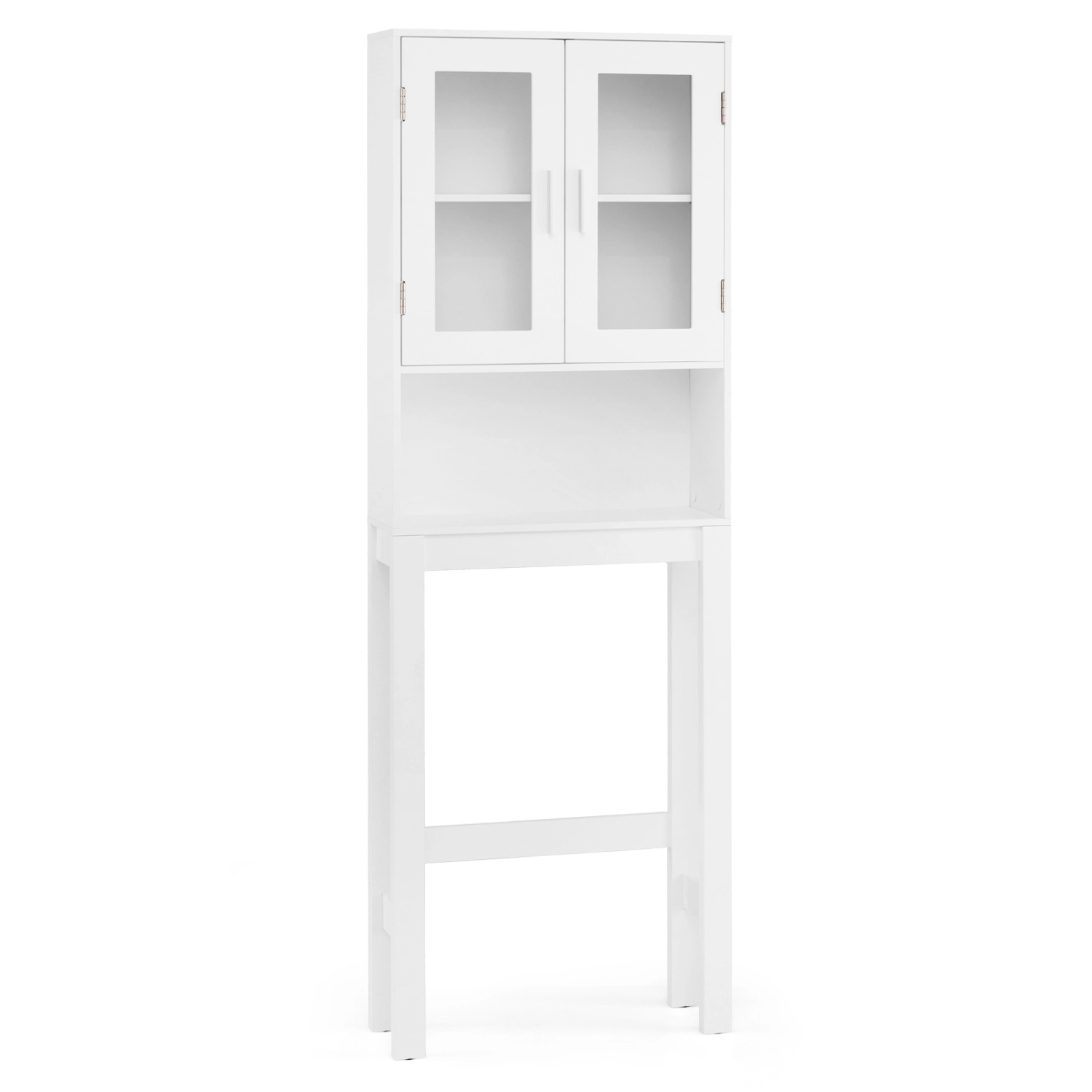 Slickblue Over The Toilet Bathroom Storage Cabinet with Frosted Glass Doors and Shelf