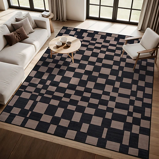 World Rug Gallery Checkered Block Machine Washable Indoor Area Rug
