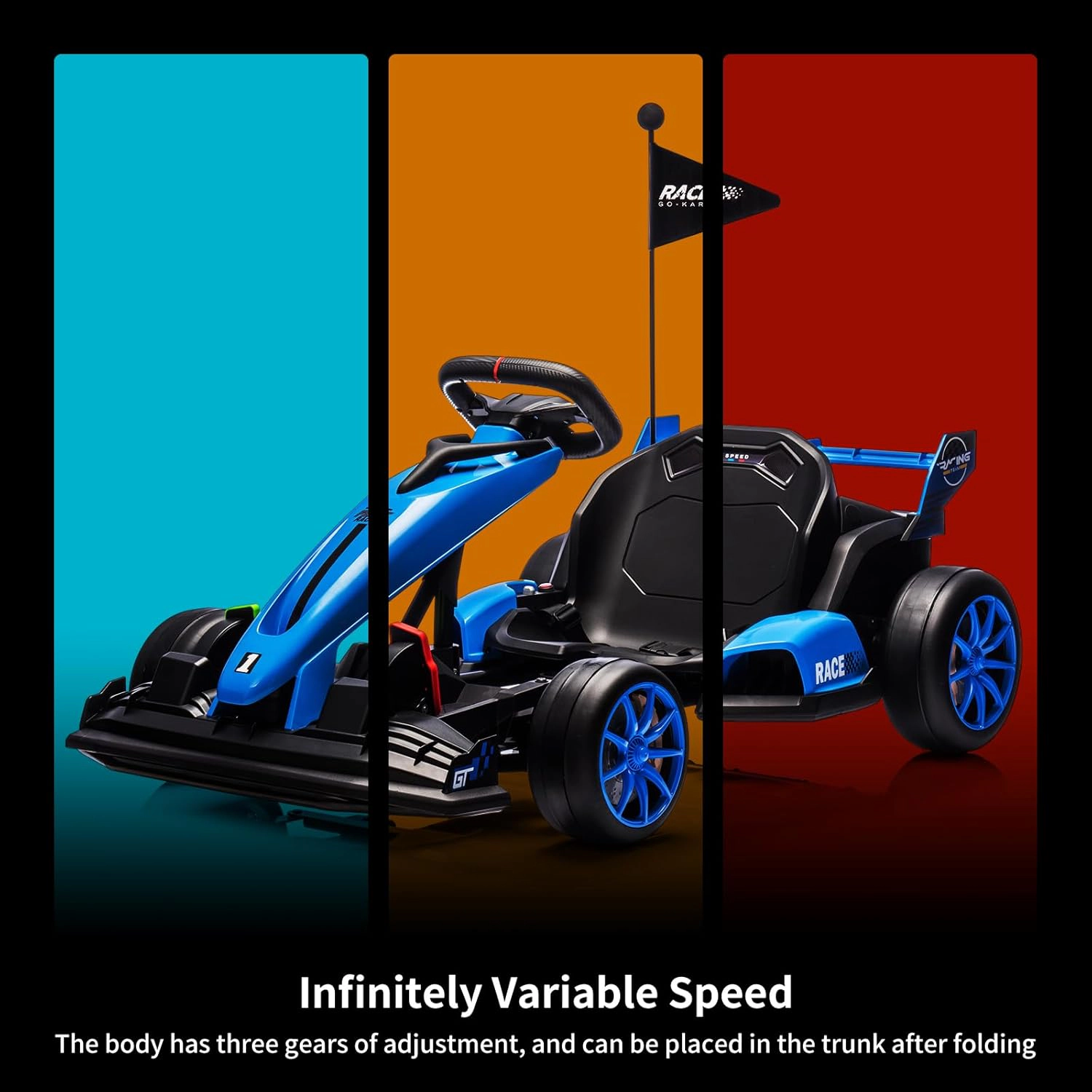 24V Kids Electric Drift Kart, 8.5MPH 300W Go Kart w/ Adjustable Seat, EVA Wheels, Dual Pedals