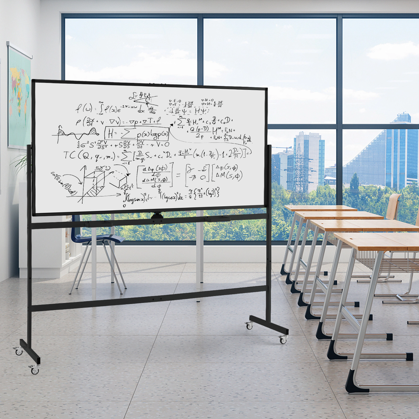 SUGIFT Rolling Double-Sided Magnetic Whiteboard with 72 x 36-in Writing Surface on Mobile Stand White/Black/Green