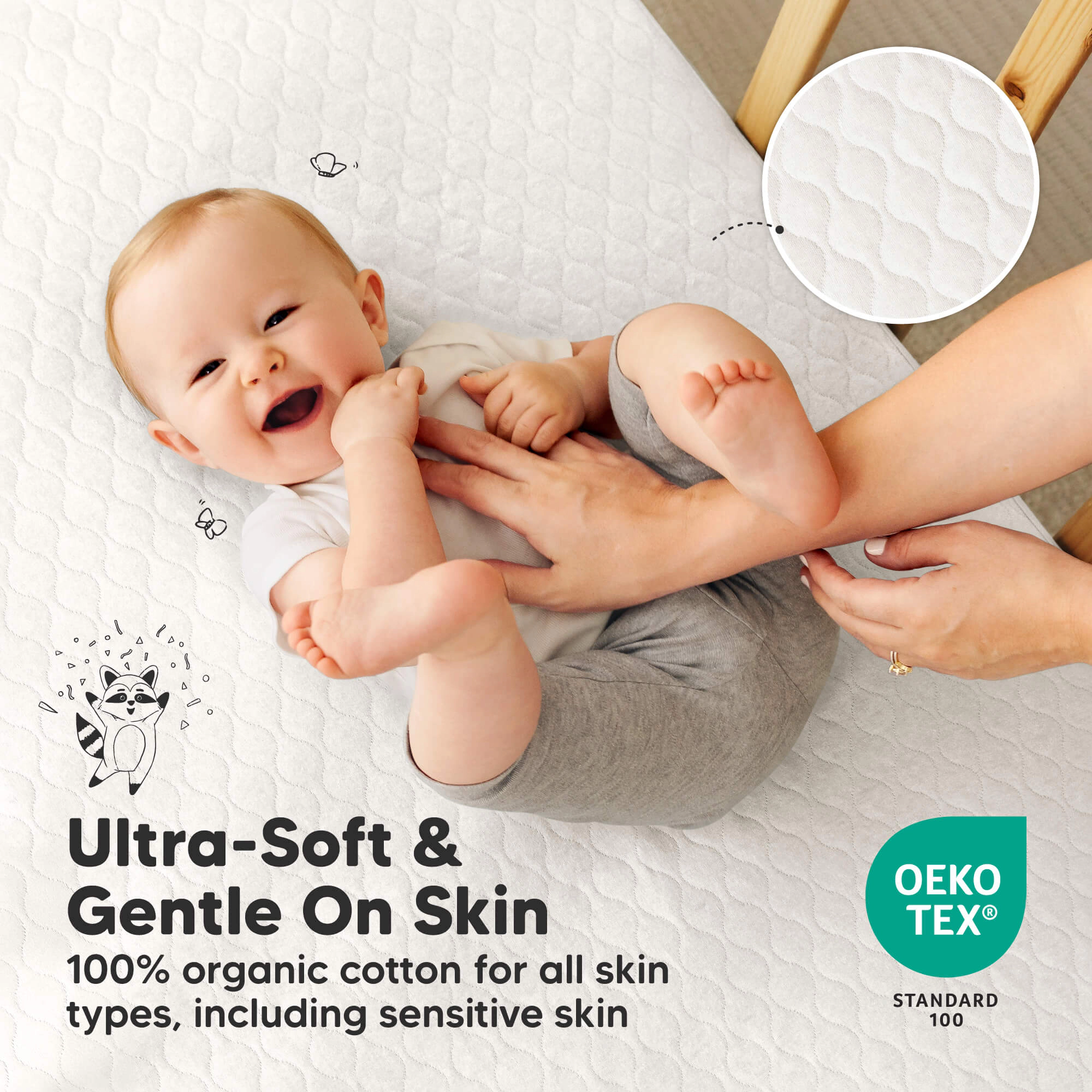 KeaBabies 1-Pack Mavy Protect+ Waterproof Crib Mattress Protector