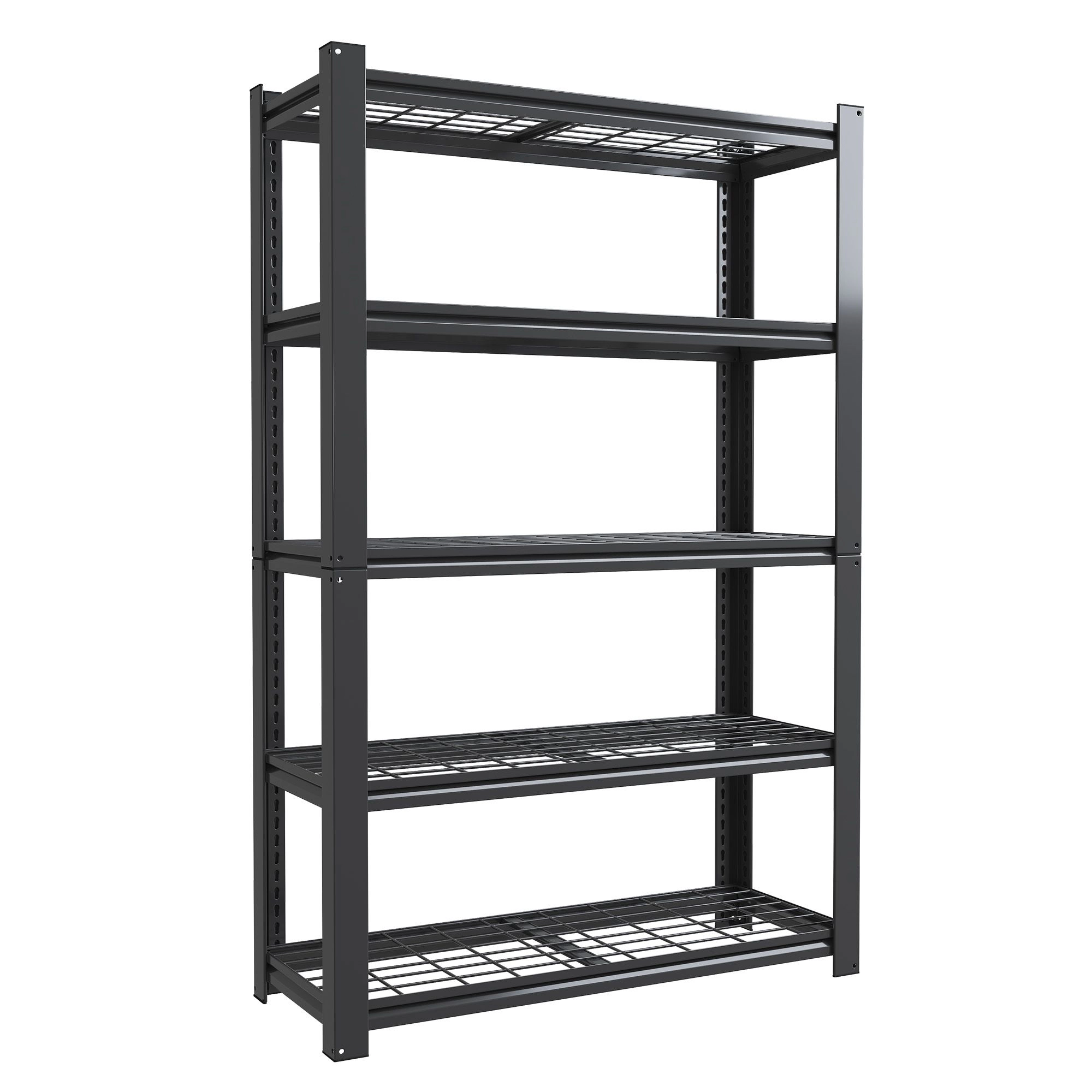Flynama 5 Tier Metal Mesh Storage Rack 2000 LBS 72 in H Black Adjustable Heavy Duty Shelf Organizer for Pantry