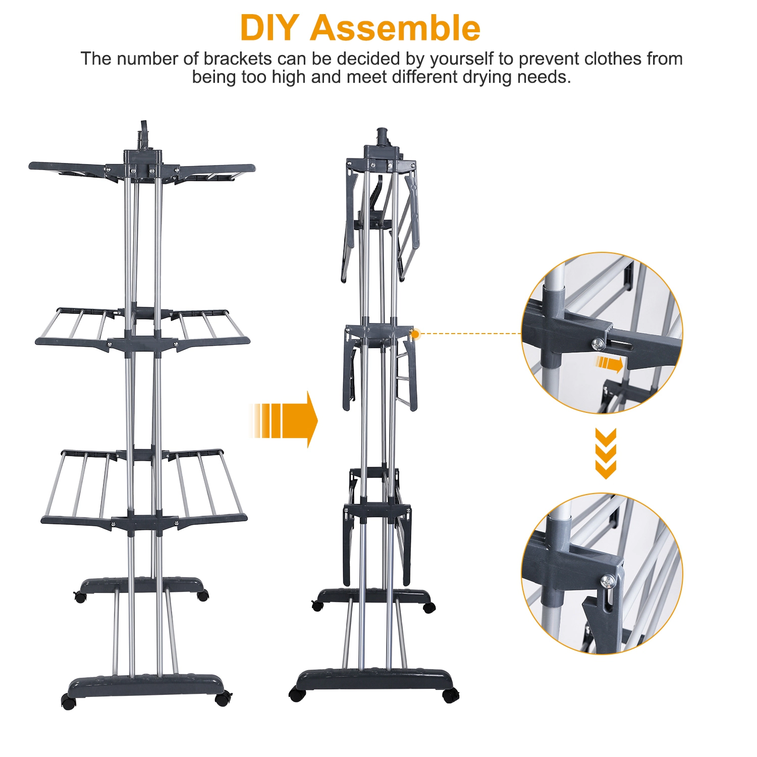 GBruno Clothes Drying Rack Rolling Collapsible Laundry Dryer Hanger Stand Rail Shelve
Wardrobe Clothing Drying