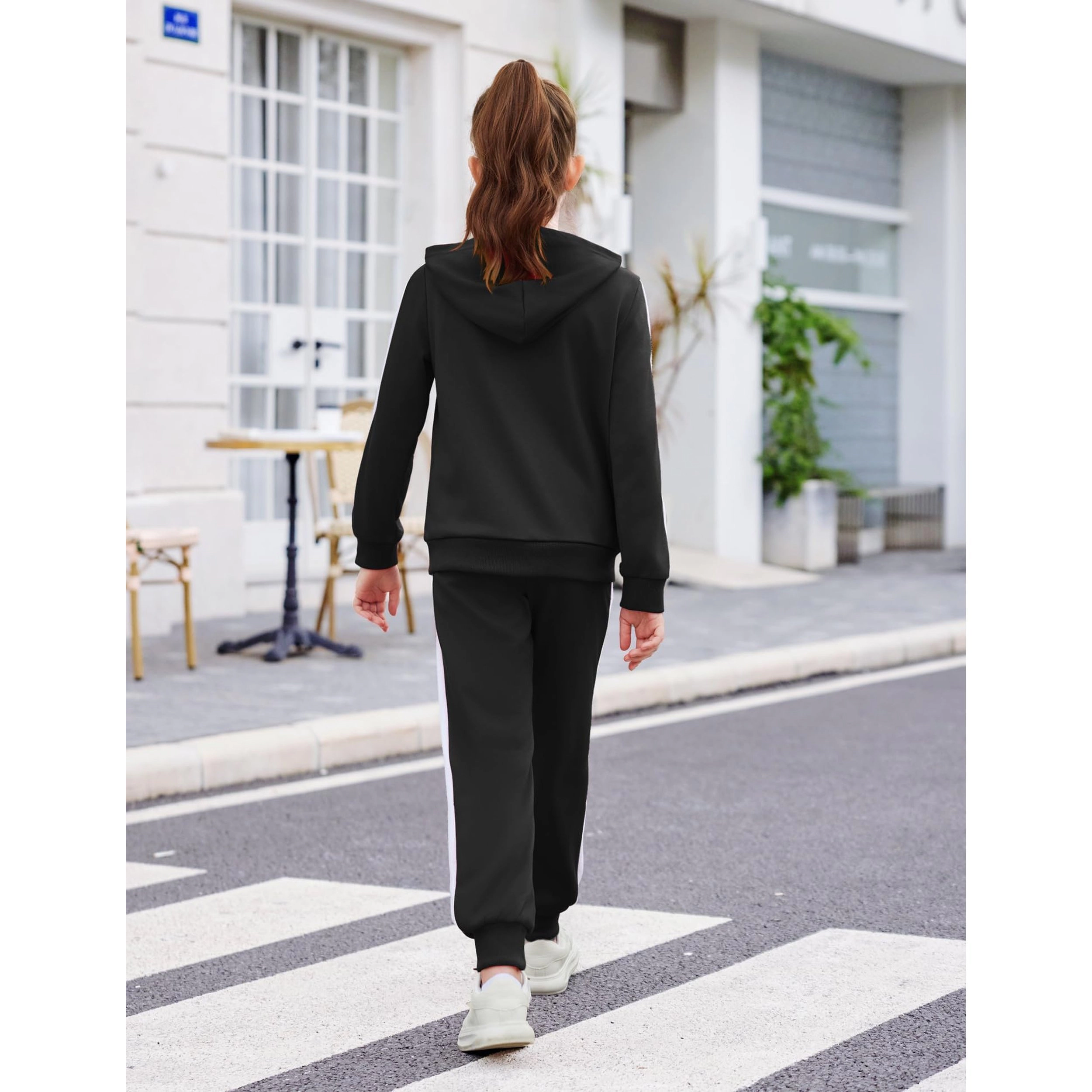 Arshiner Girls Sweatsuits Zip Up Hoodie Sweatshirt And Sweatpant Athletic Tracksuit Jogger Set