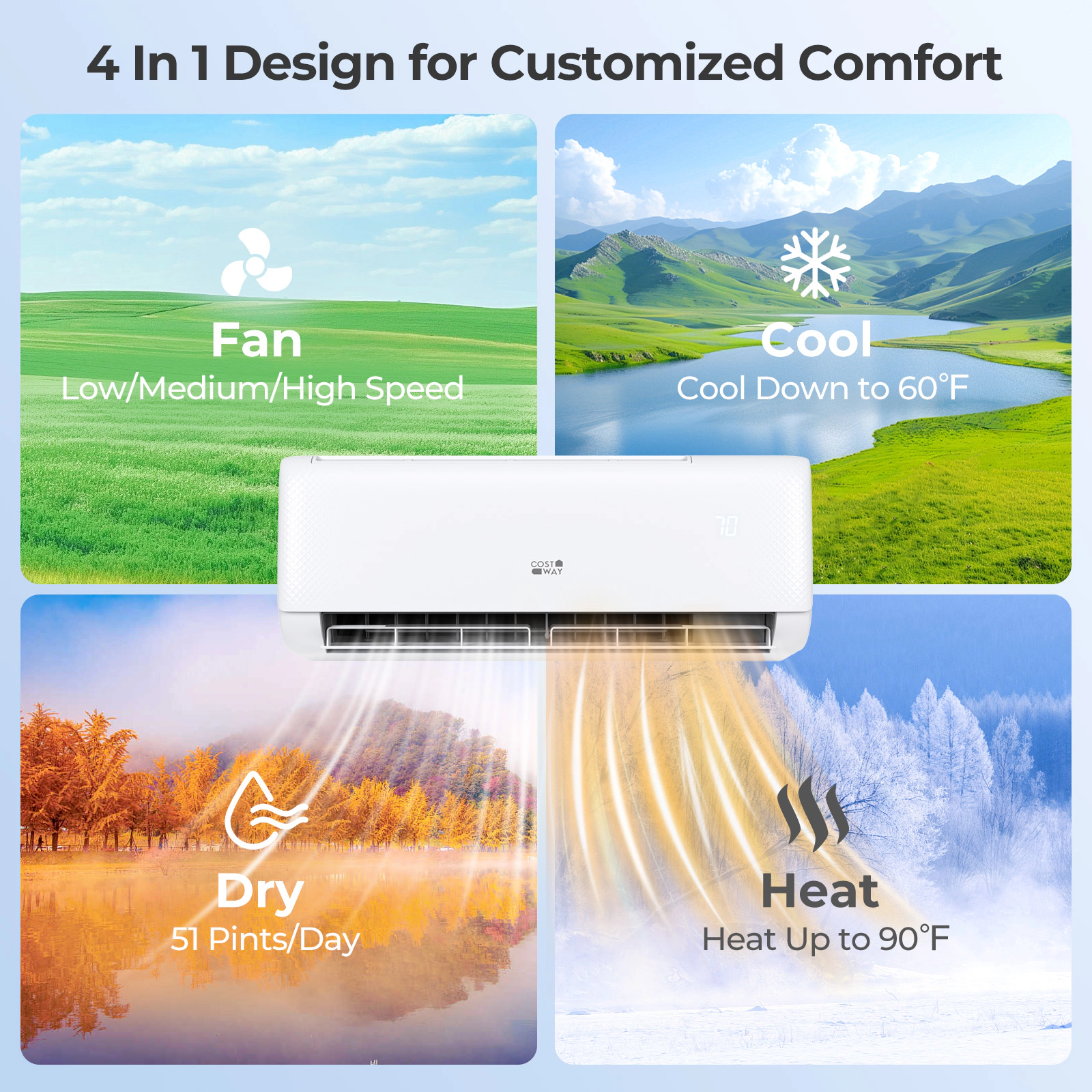 LJG Airtural Series 12000 BTU 115V 22 SEER2 WiFi Enabled Mini Split Heat Pump