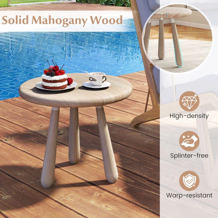 Hivvago 18 Inch Outdoor Mahogany Wood Side Table With Thickened Board