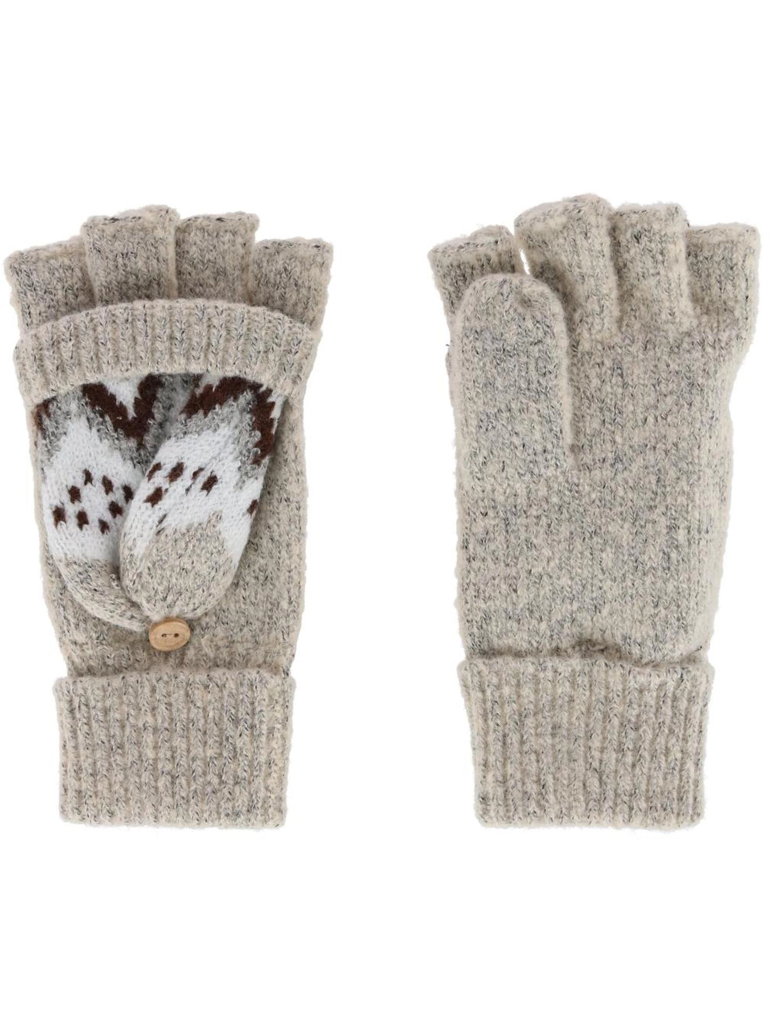Grand Sierra Women's Convertible Winter Knit Fingerless Glove to Mitten