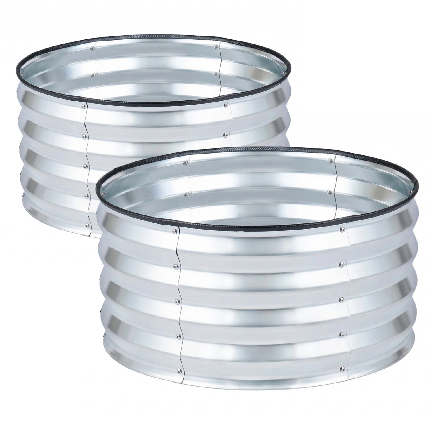 LJG 2 Pack Galvanized Raised Garden Bed Kit with Open-Ended Base