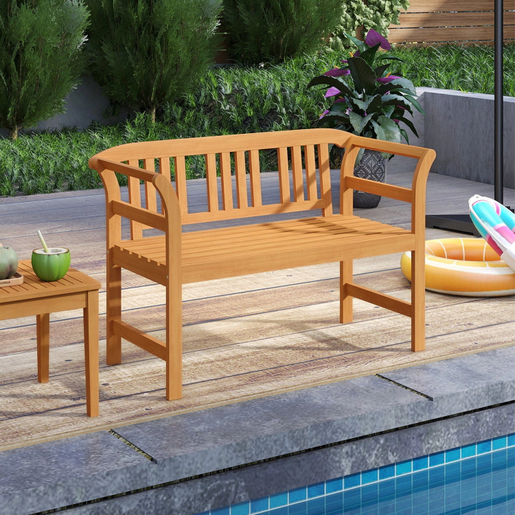 Hivvago Acacia Wood 2-Person Patio Loveseat With Backrest And Armrests
