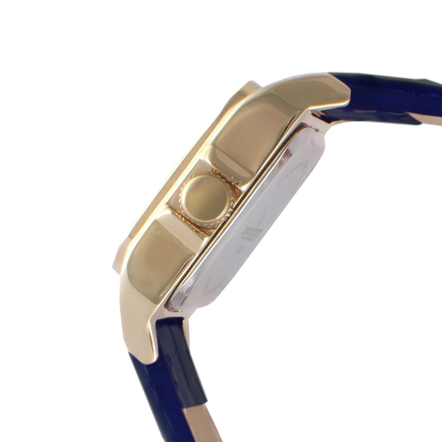 Peugeot Women's 34x24mm Tank Watch with Crystal Bezel Leather Strap