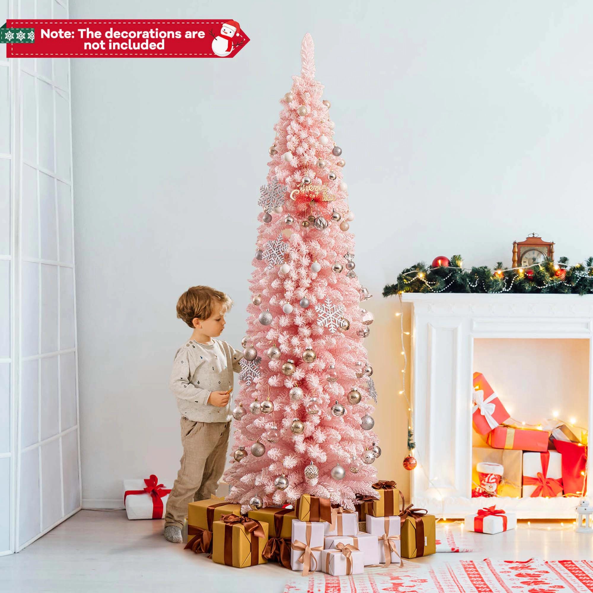 Costway 5/6/7/8 FT Artificial Christmas Tree with 328/460/635/1000 Branch Tips Folding Metal Stand