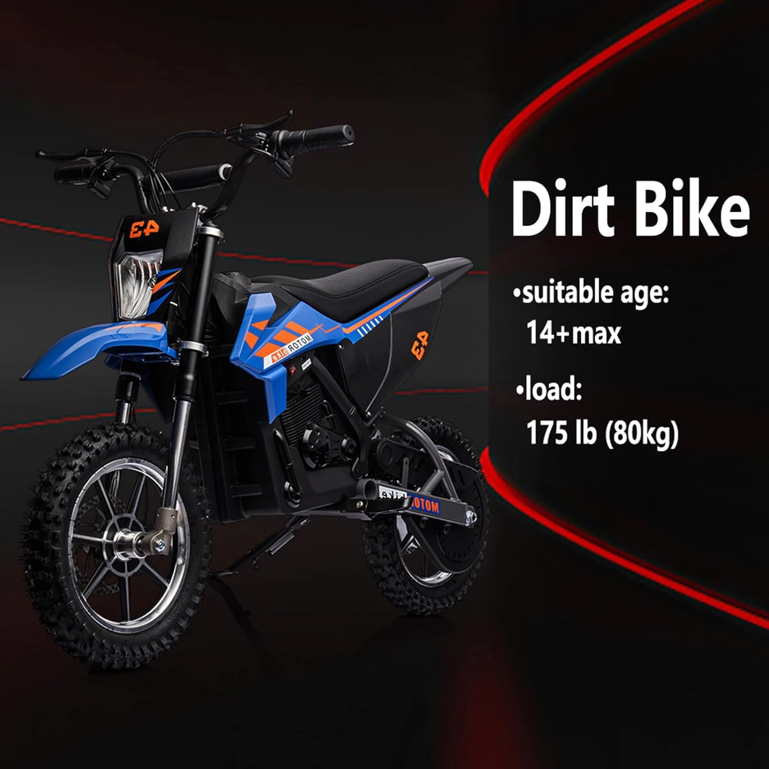 36V Teens Electric Dirt Bike, 15.5MPH Off-Road Motorcycle w/500W Brushed Motor, Disc Brake, LED Light, Leather Seat