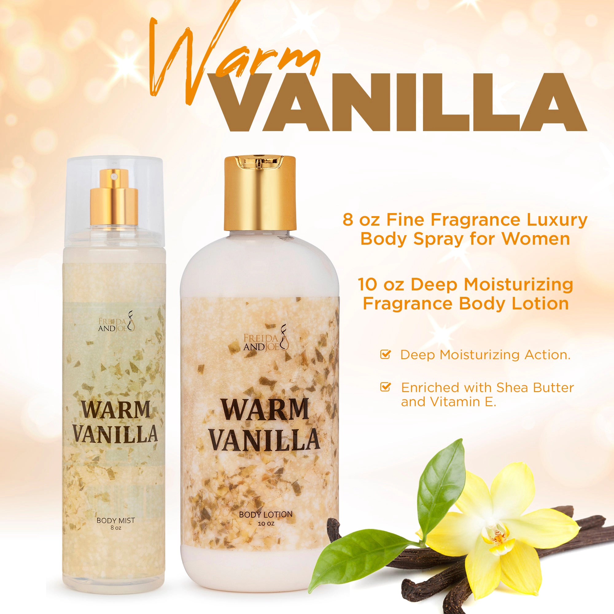 Freida and Joe Womens Fine Fragrance Body Mist Set Luxury Self-Care Combo in Wam Vanilla Scent