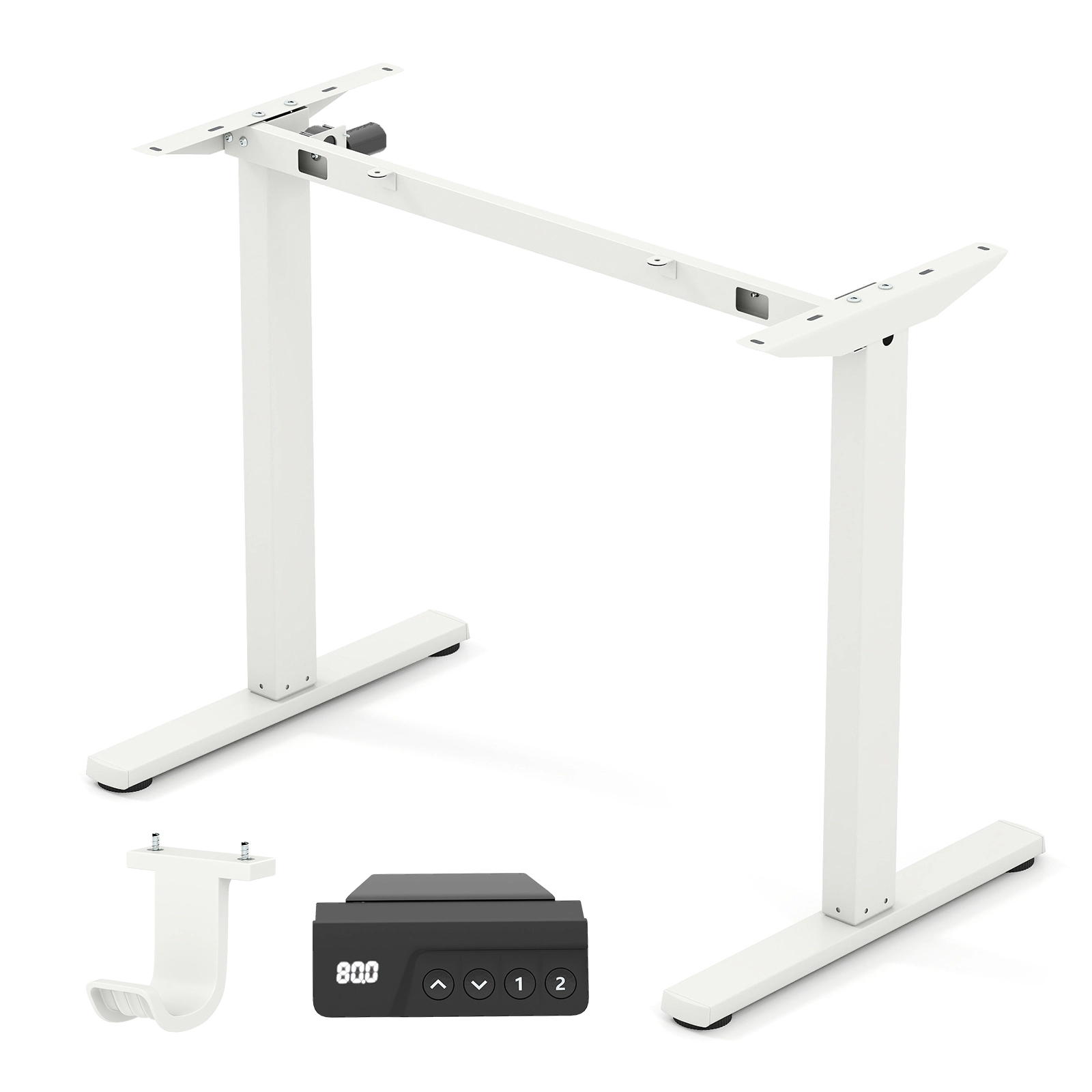 SUGIFT Electric Height Adjustable Standing Desk Frame LED Control Panel 33.5 x 22 in Base 155-lb Capacity White Metal