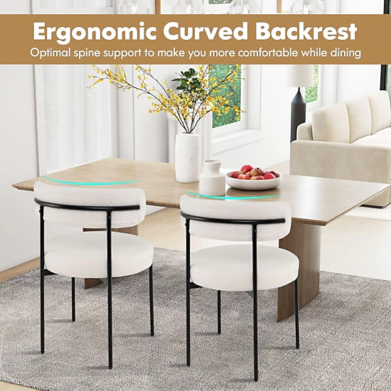 SlickBlue Round Seat Dining Chairs Set of 4 with Curved Backrest