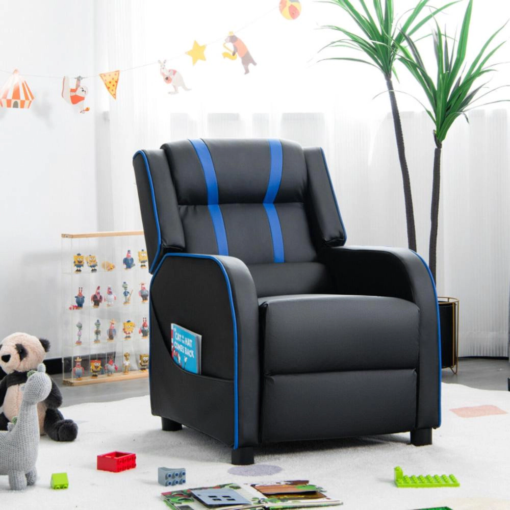 Hivvago Kids Recliner Chair With Side Pockets And Footrest