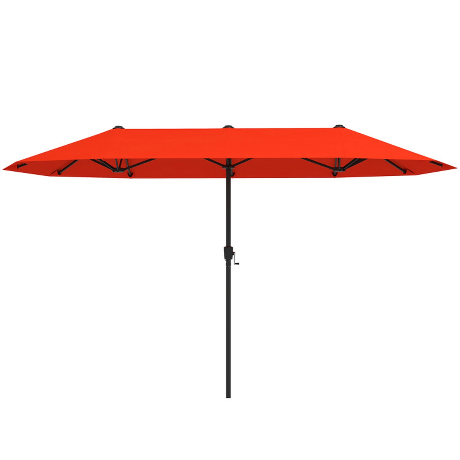 SUGIFT 13-ft Double-Sided Patio Market Umbrella with Crank Handle Polyester Fabric Canopy Orange