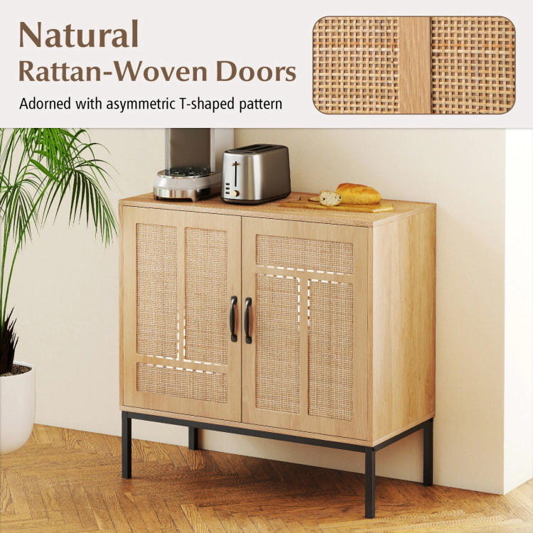 Hivvago Boho Storage Cabinet With Asymmetrical Pattern Doors For Kitchen