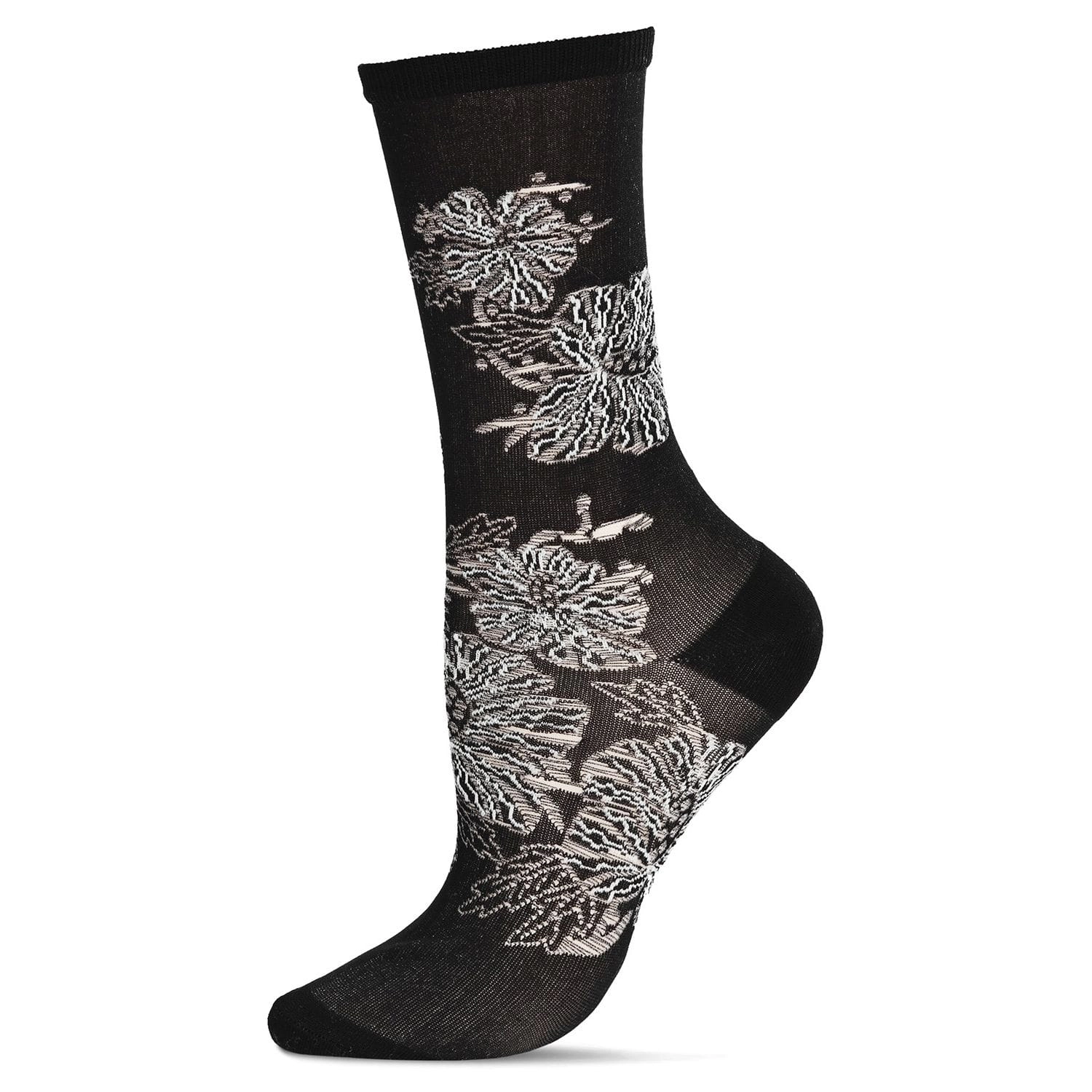 MeMoi Women's Gala Floral Embroidered Crew Socks
