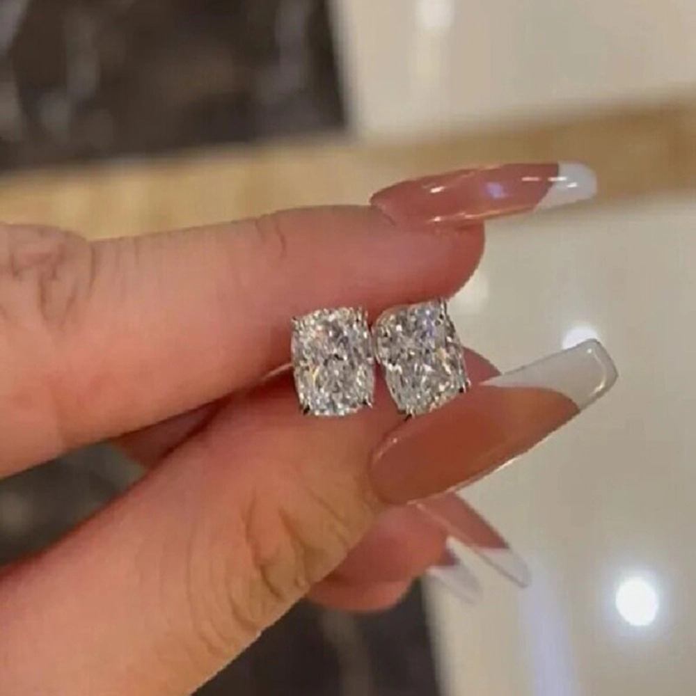 Super Shiny Exquisite Square Geometric Cubic Zirconia Earrings