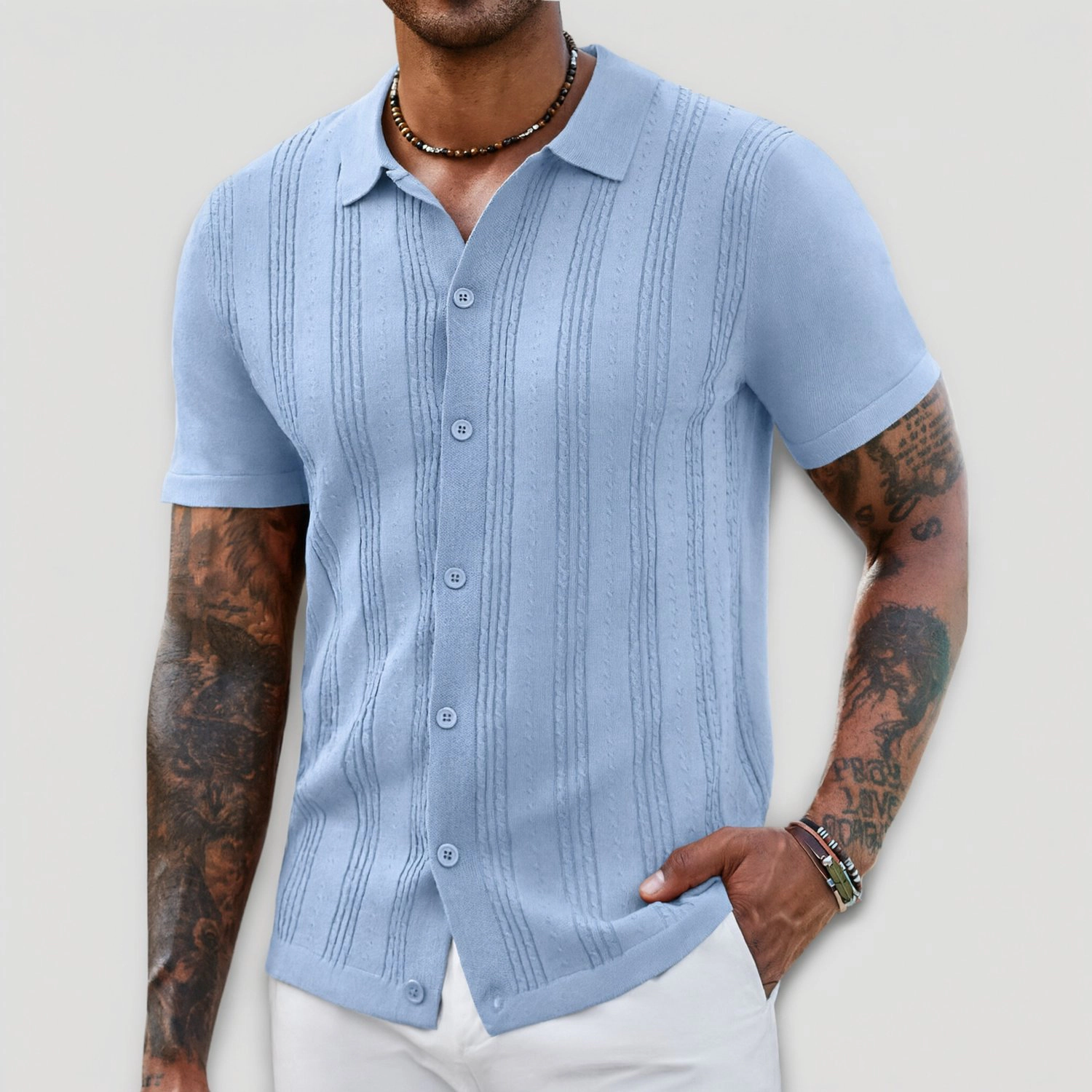 COOFANDY Mens  Casual Short Sleeve Polo Shirts Button Down Textured Tops