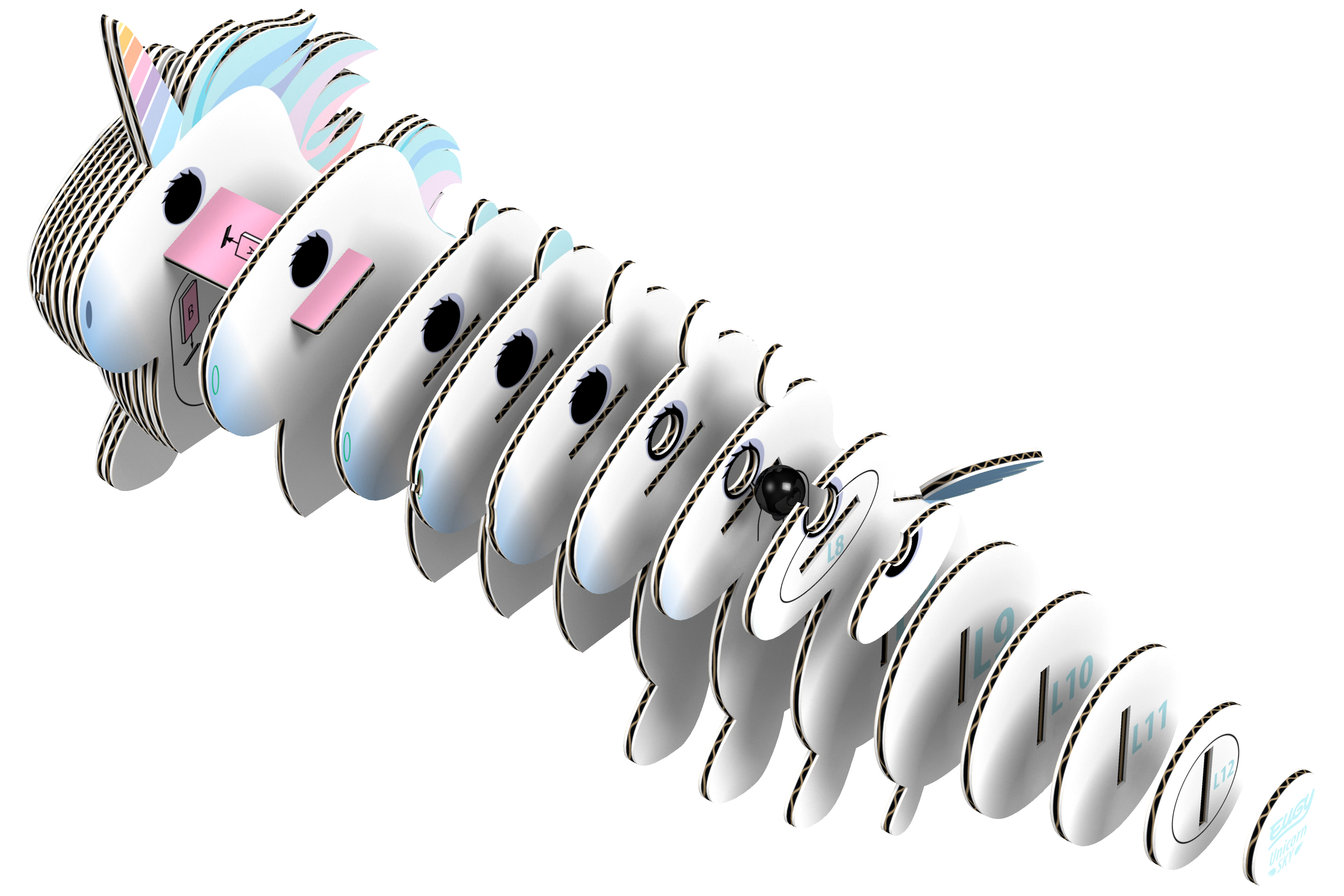 EUGY Unicorn Sky 3D Puzzle - contains 28 puzzle pieces