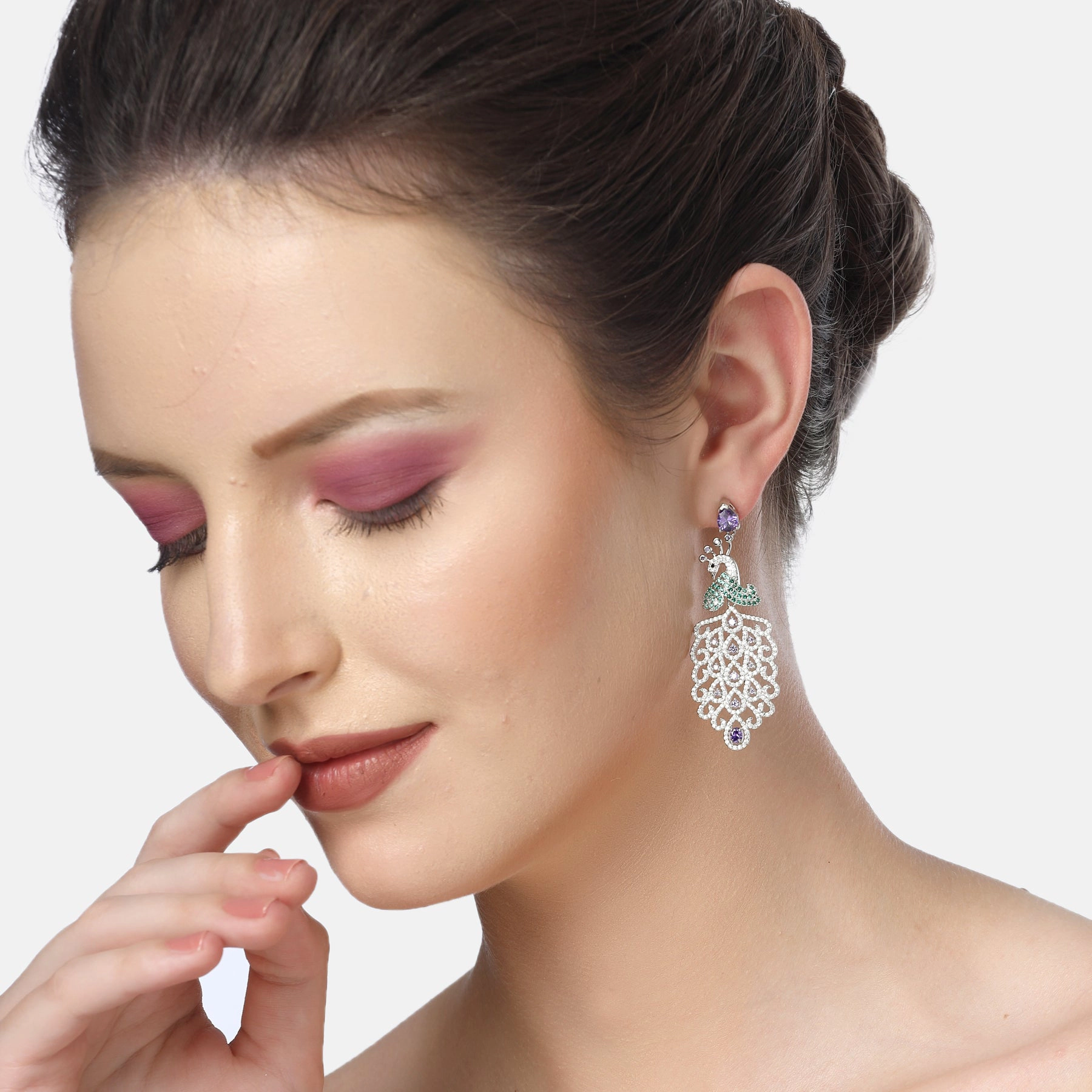AGP PARIS Womens Diva Beautiful Peacock Drop Earrings