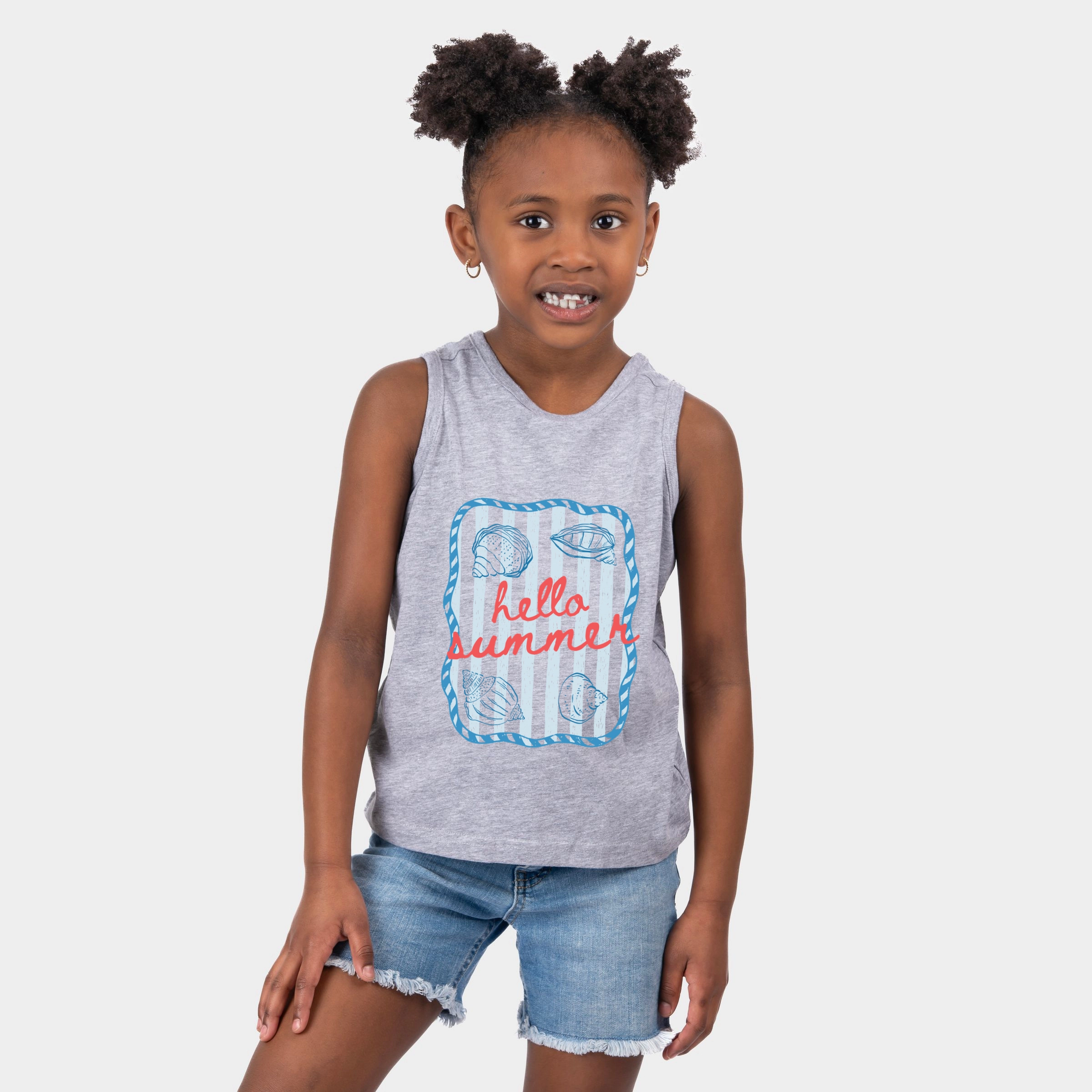 The Juniper Shop - Youth Tank Top Hello Summer Sea Shells