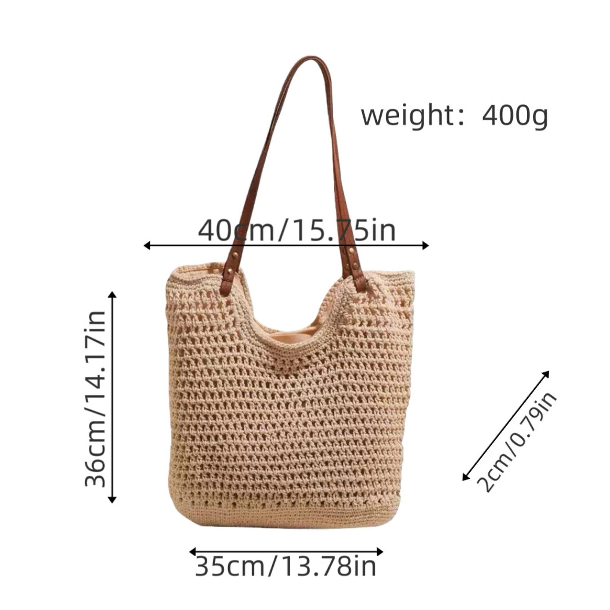 Alilang Women's Woven Crochet Tote Bag with Double Strap Lightweight Knit Shoulder Bag Large Capacity Handbag