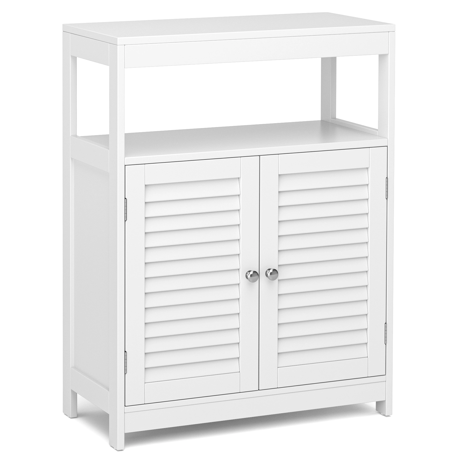 SlickBlue Bathroom Floor Cabinet with Shutter Doors and Storage
