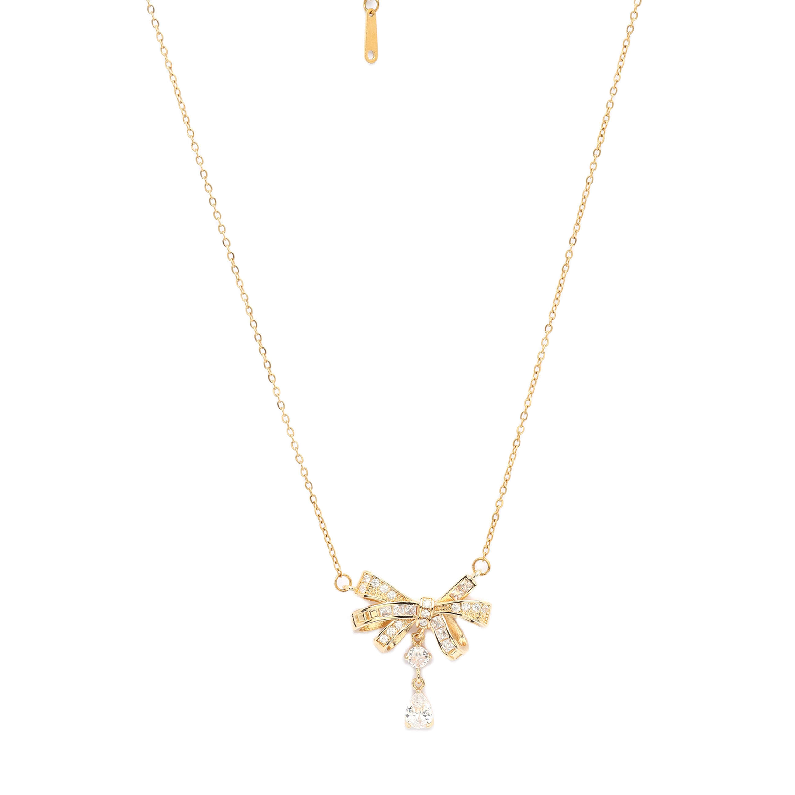 AGP PARIS Womens Golden Bow Pendant Necklace