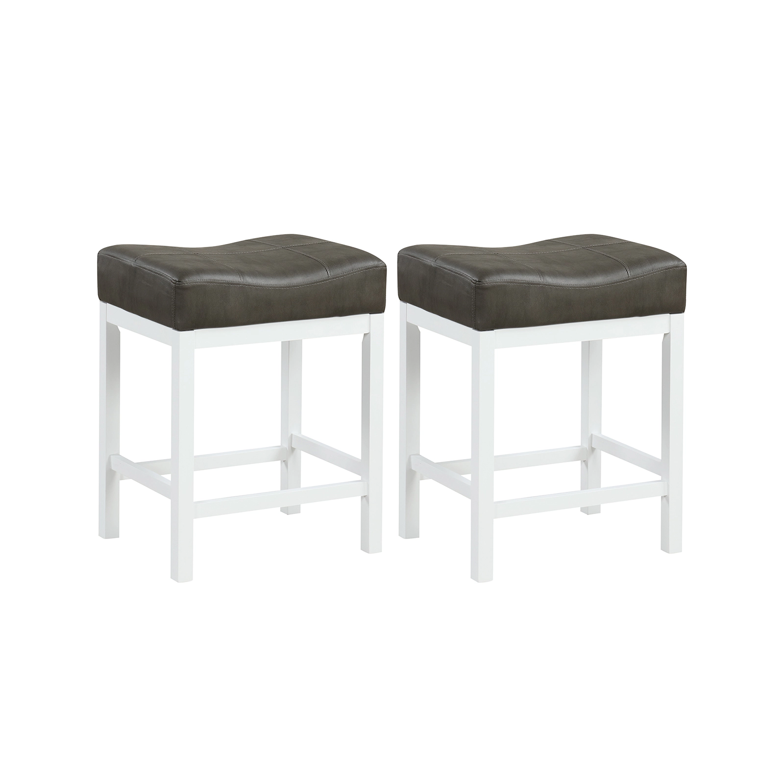 SUGIFT Set of 2 24.5-Inch Linen Saddle Counter Stools, 350-Lb Capacity