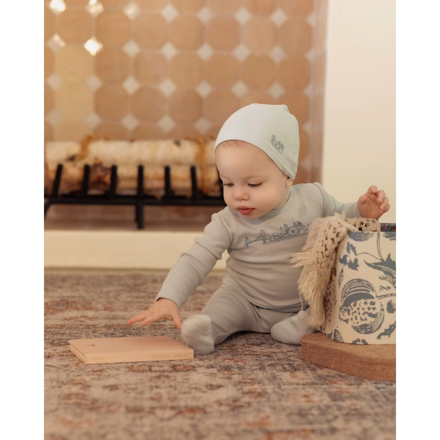 MeMoi Baby "Merry Skyline" 100% Cotton Long-Sleeve Footie